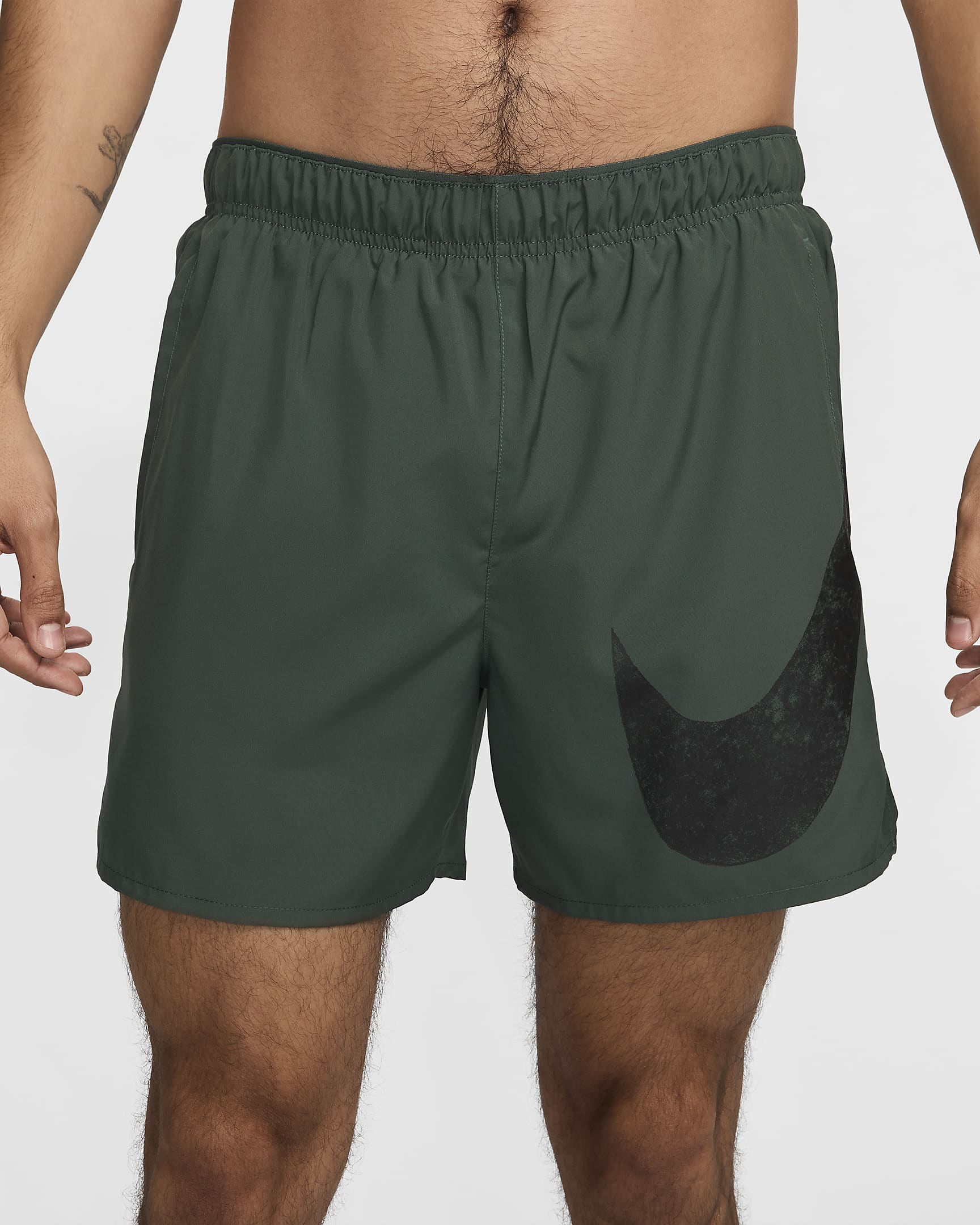 Nike Challenger Swoosh Men's 12.5cm (approx.) Dri-FIT Running Shorts - Vintage Green/Vintage Green/Black/Black