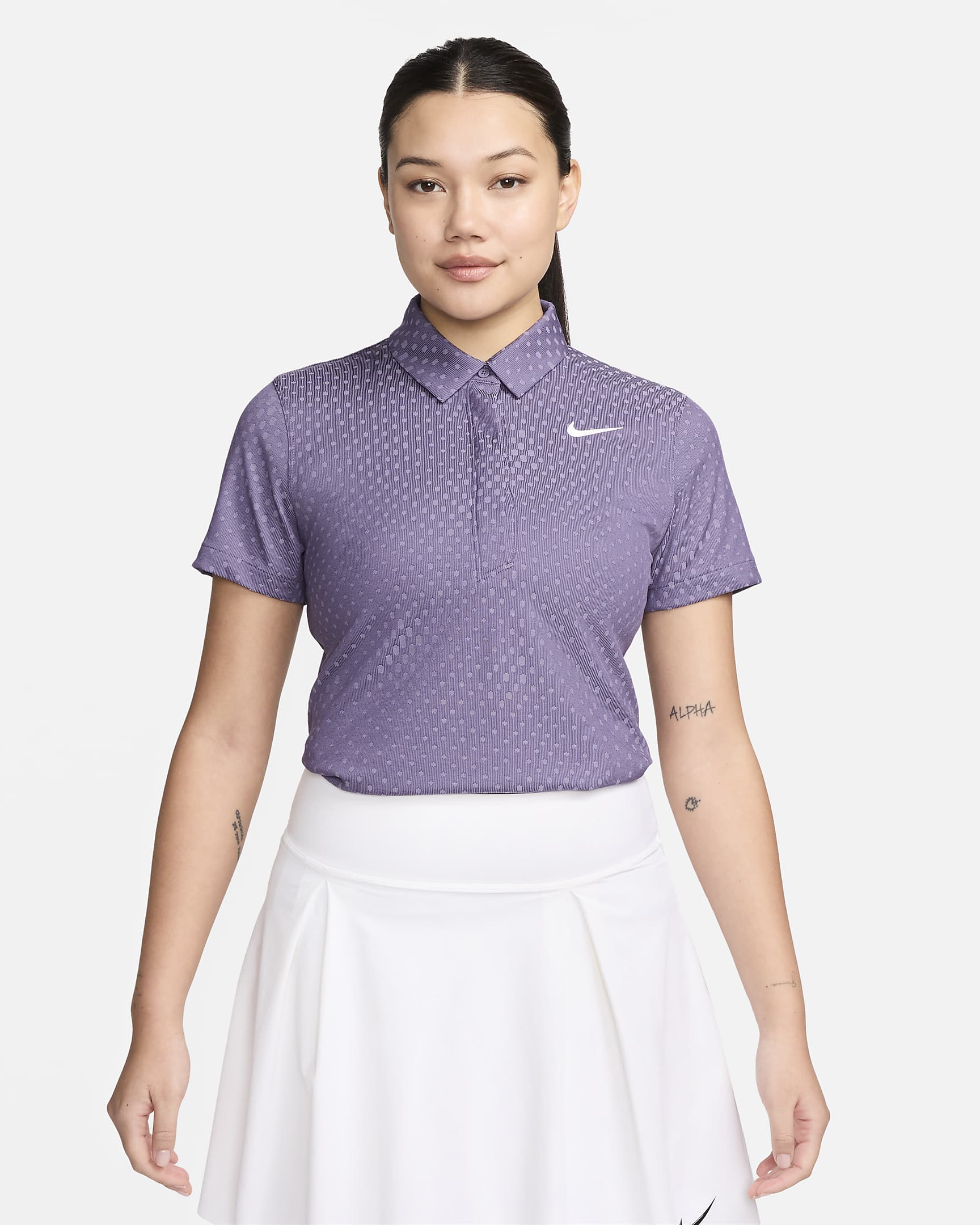 Nike Tour Women's Dri-FIT ADV Short-Sleeve Golf Polo - Canyon Purple/Daybreak/White