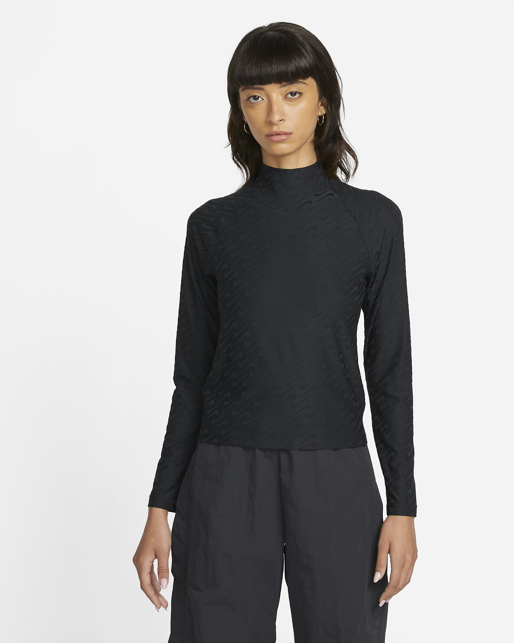 Camiseta de manga larga y cuello alto para mujer Nike Sportswear Icon Clash - Negro