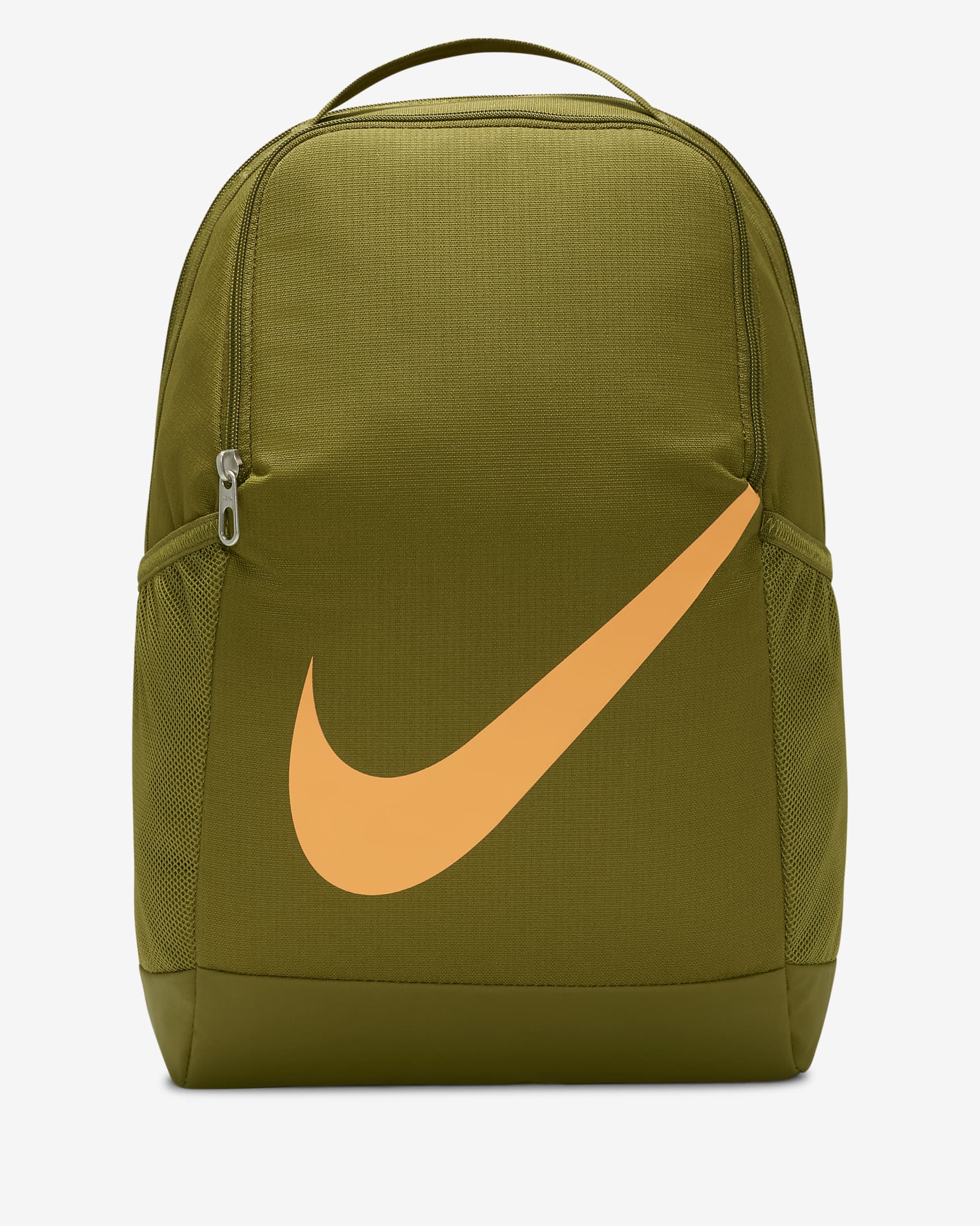 Nike Brasilia 兒童背包 (18 公升) - Olive Flak/Olive Flak/Vivid Orange