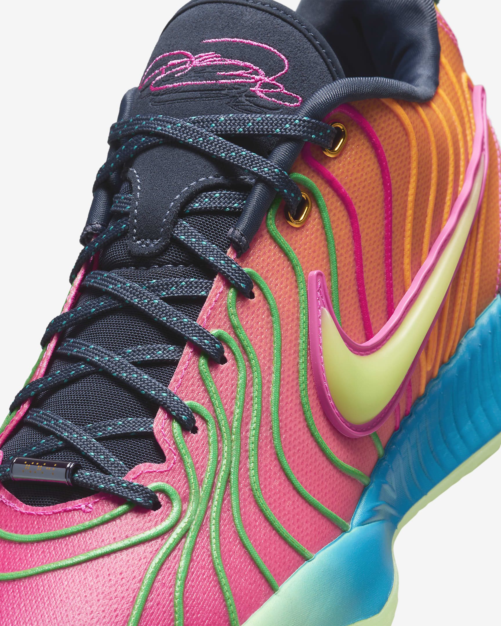 Calzado de básquetbol LeBron XXI - Azul foto/Verde vapor/Naranja láser/Fucsia láser