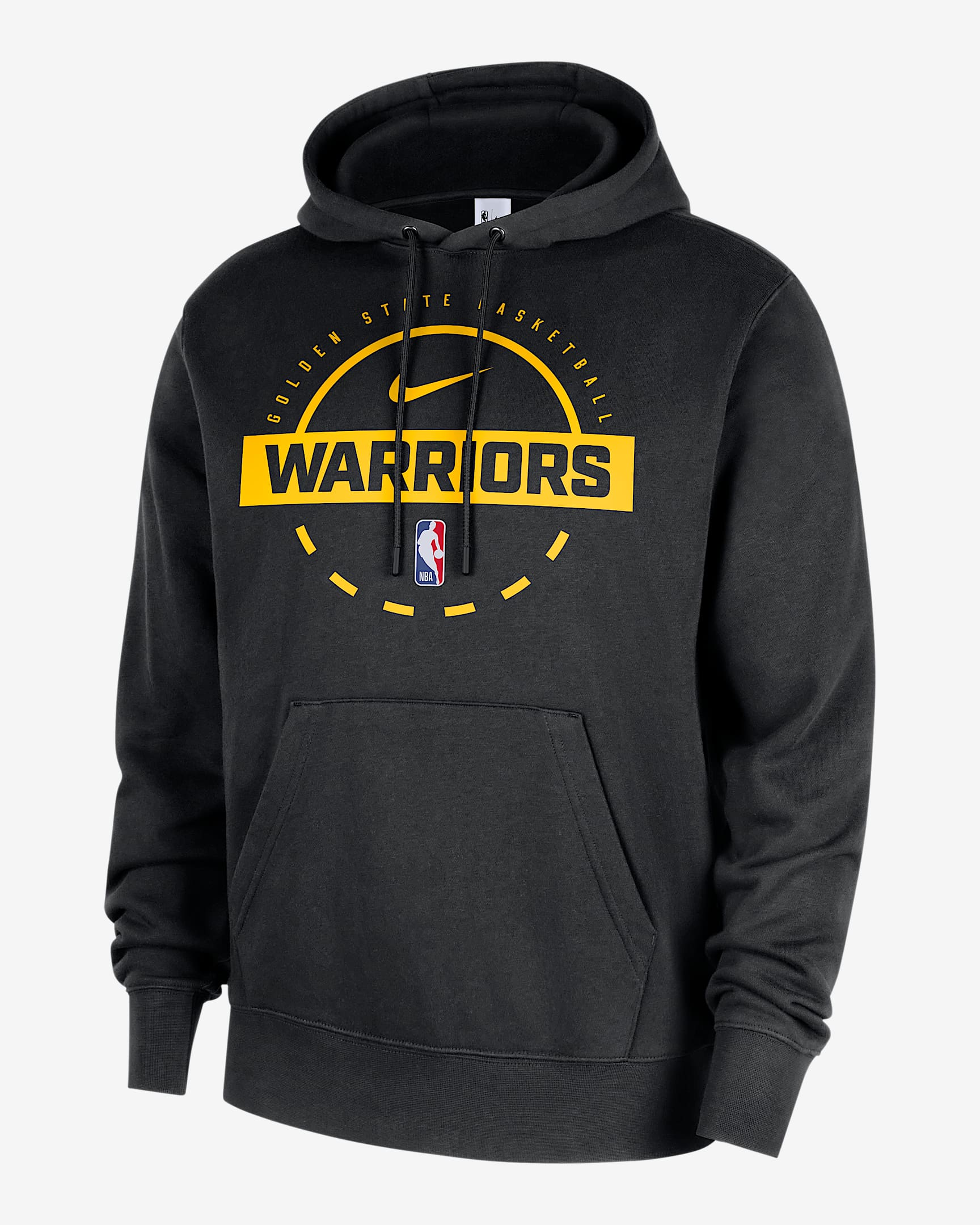 Sudadera de entrenamiento con gorro sin cierre Nike de la NBA para hombre Golden State Warriors Club - Negro/Amarillo