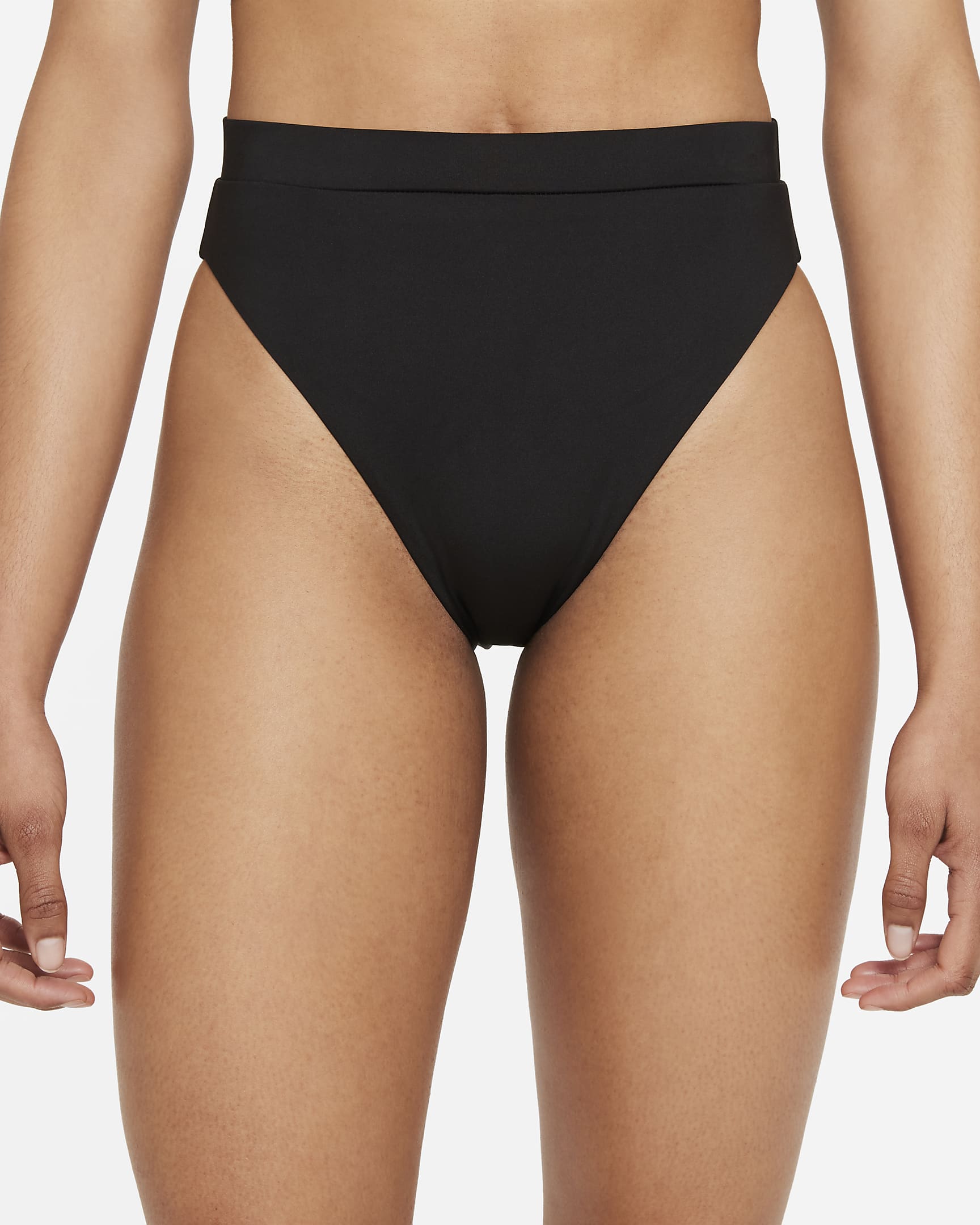 Nike Essential High-Waist bikiniunderdel til kvinder - sort/hvid