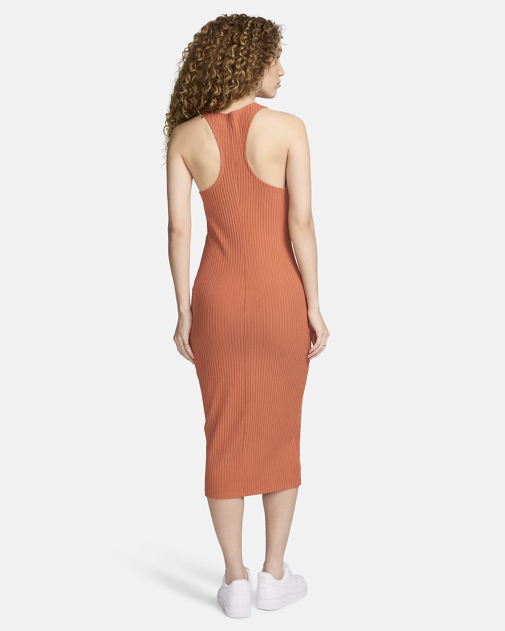 Nike Sportswear Chill Rib Women's Slim Sleeveless Midi Dress - Burnt Sunrise/Burnt Sunrise