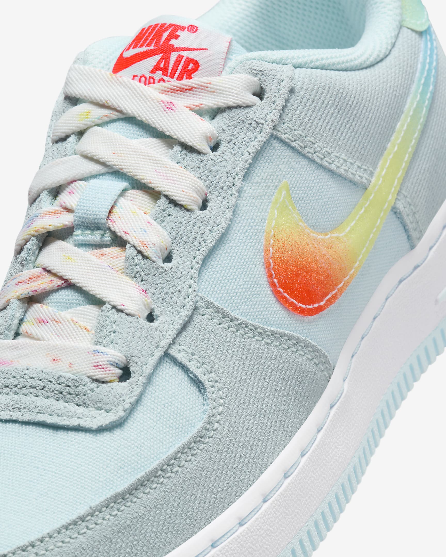 Nike Air Force 1 Big Kids' Shoes - Glacier Blue/Light Lemon Twist/Aquarius Blue/Total Orange