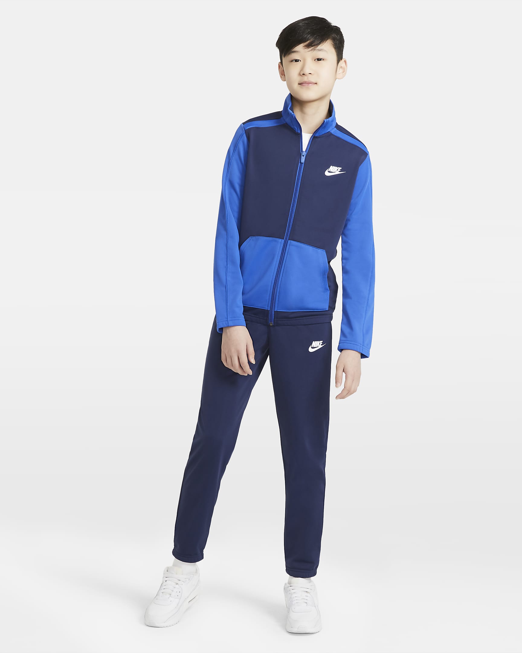 Conjunto de entrenamiento para niños talla grande Nike Sportswear - Azul marino medianoche/Royal juego/Royal juego/Blanco