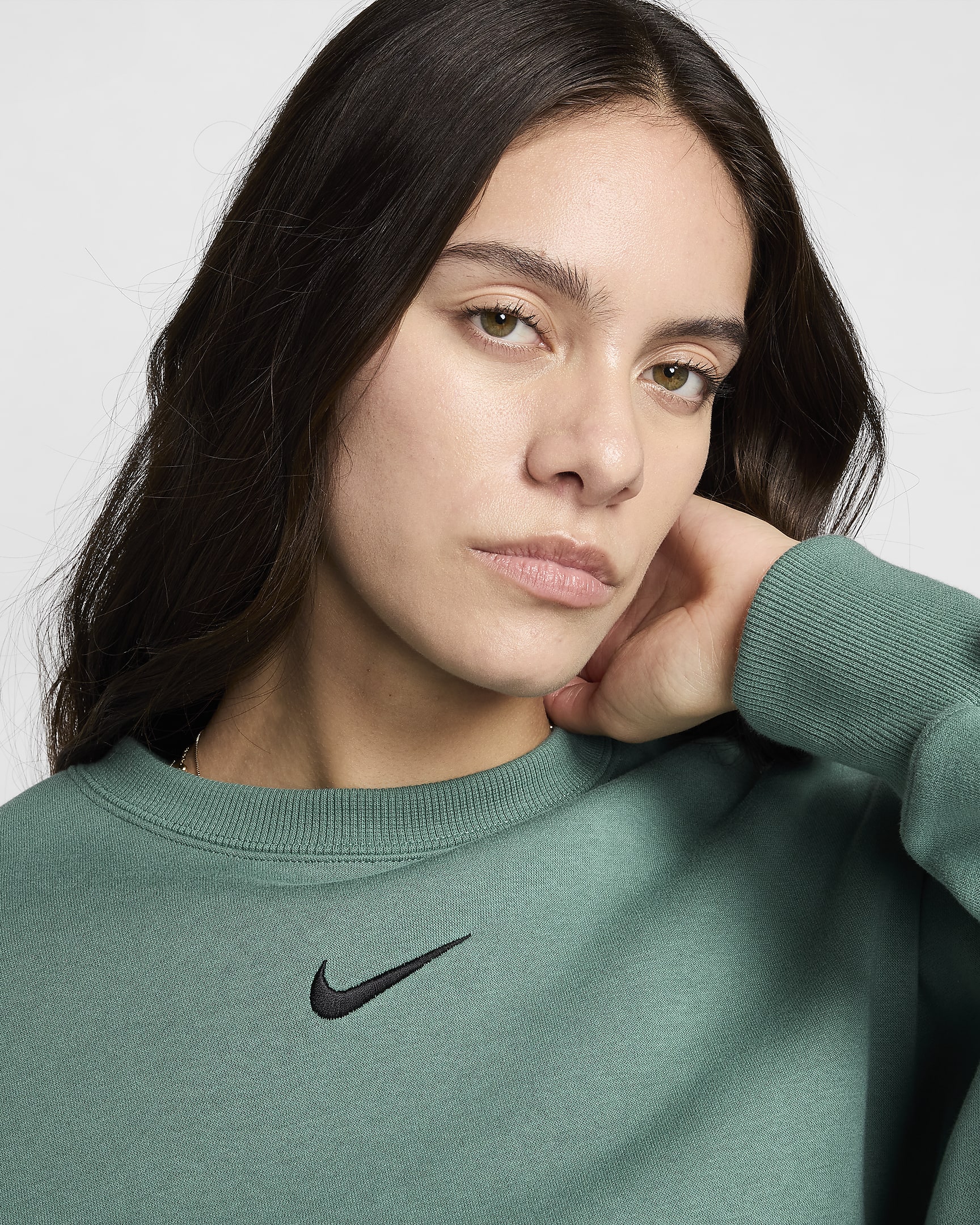 Sweatshirt med rund hals Nike Sportswear Phoenix Fleece i extra oversize-modell för kvinnor - Bicoastal/Svart