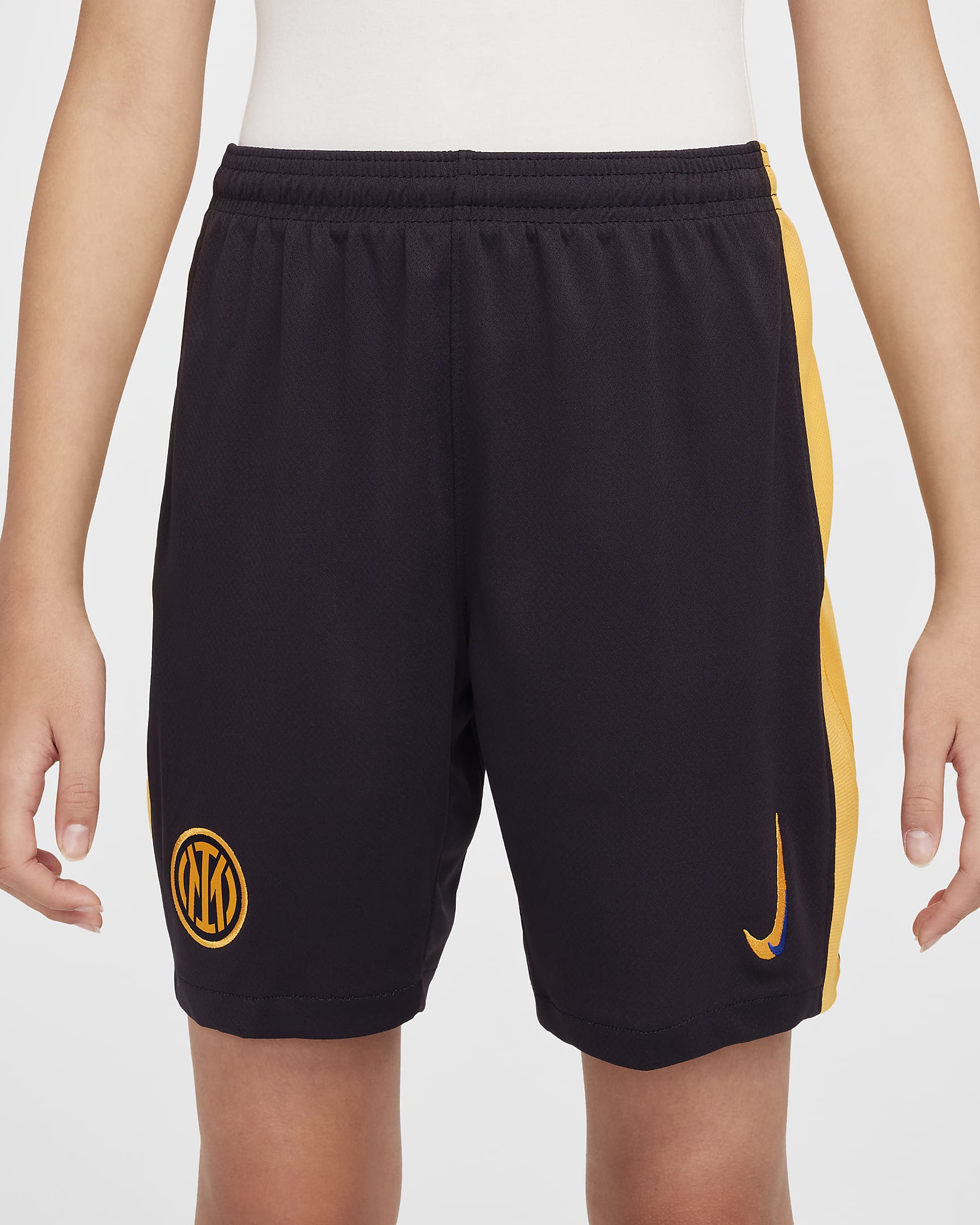 Inter Mailand 2024/25 Stadium Third Nike Replika-Fußballshorts mit Dri-FIT-Technologie (ältere Kinder) - Blackened Blue/University Gold/Lyon Blue