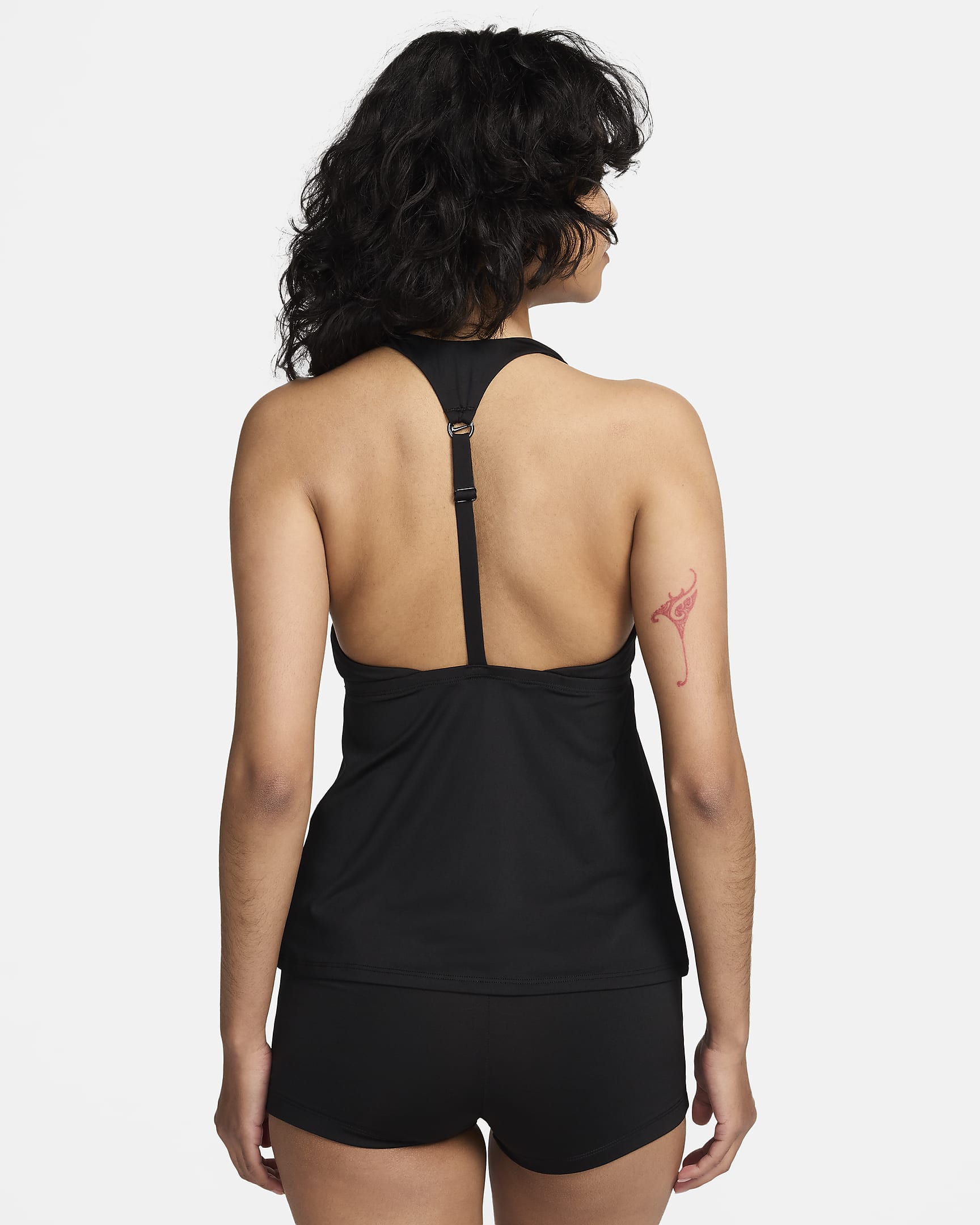 Top tankini de cuello cuadrado para mujer Nike Swim Essential - Negro