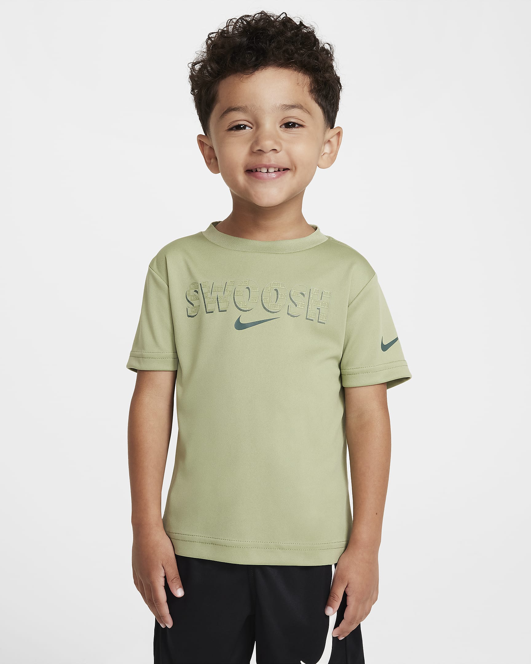 Playera Swoosh infantil Nike Dri-FIT "Just Do It" - Verde aceite