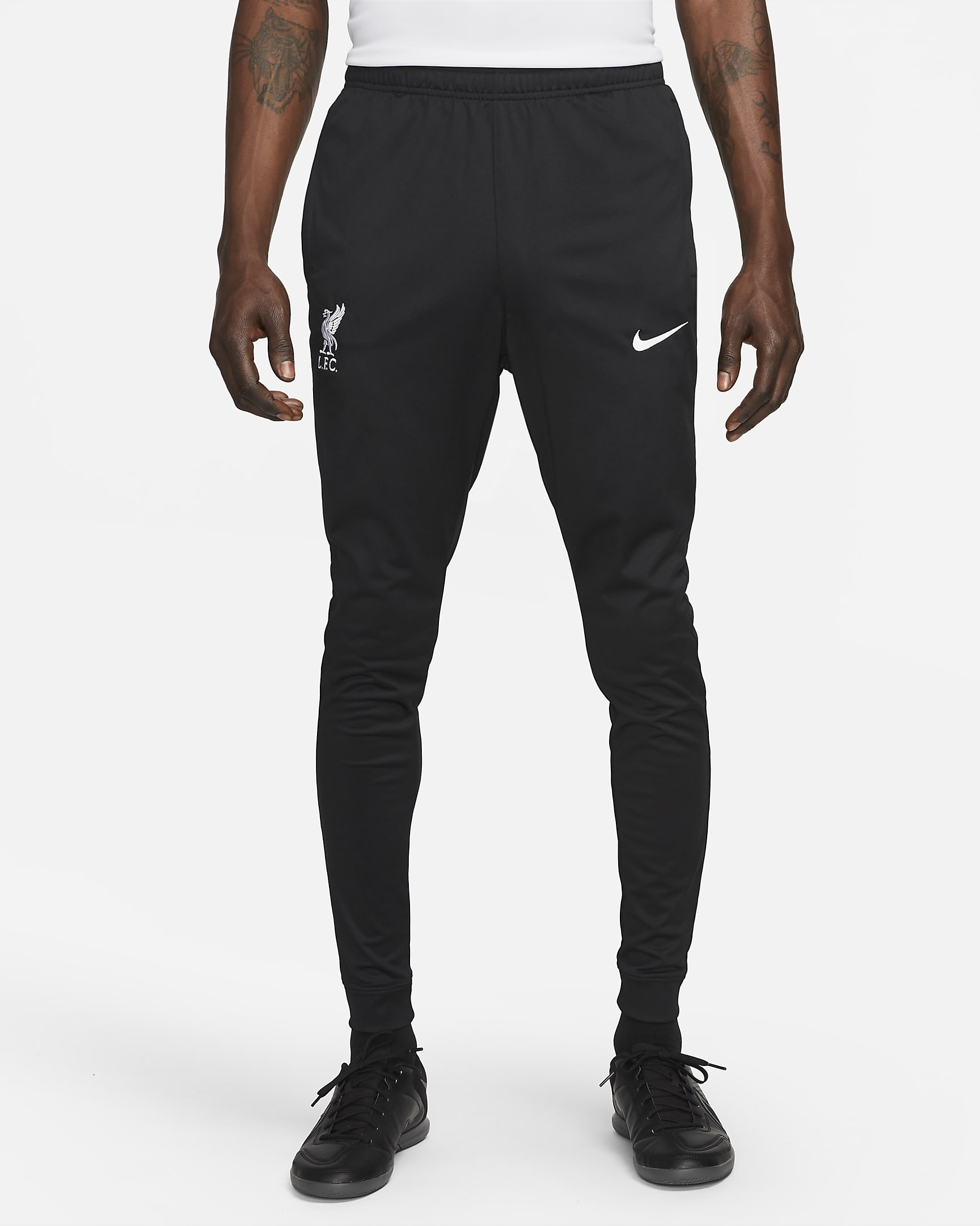 Liverpool F.C. Strike Men's Nike Dri-FIT Football Tracksuit Bottoms - Black/White