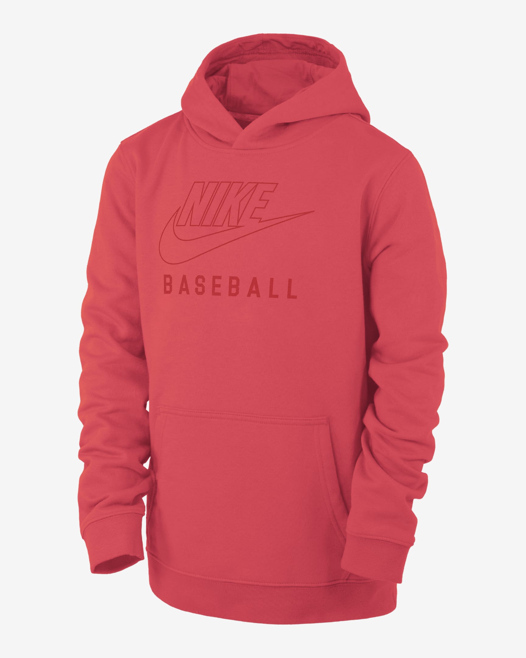 Nike Swoosh Club Fleece Big Kids' Baseball Pullover Hoodie - Ember Glow