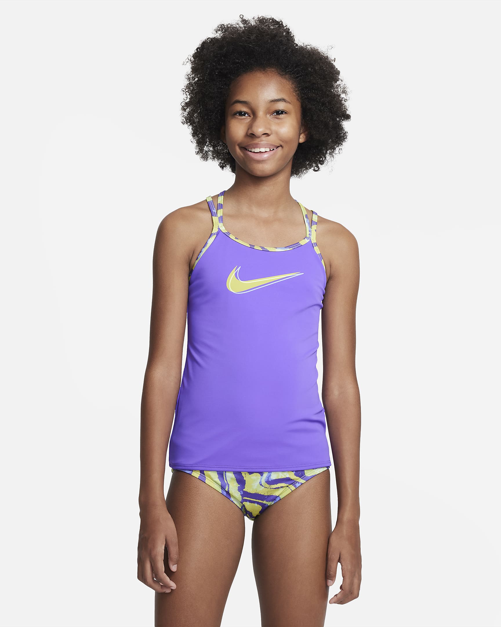 Conjunto de tankini de espalda cruzada para niña talla grande Nike - Uva acción