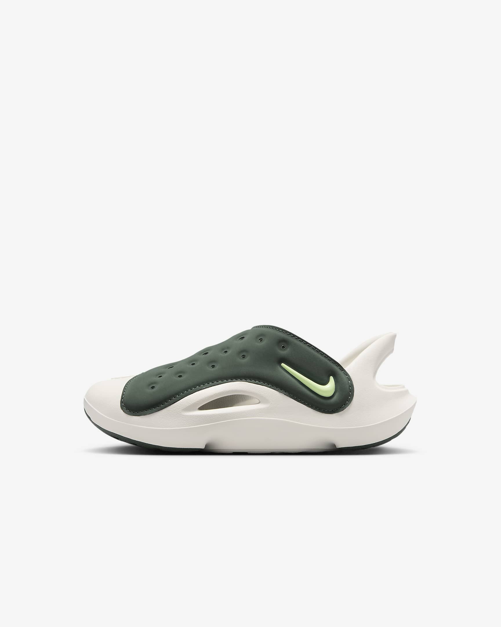 Nike Aqua Swoosh Younger Kids' Sandals - Vintage Green/Sail/Barely Volt