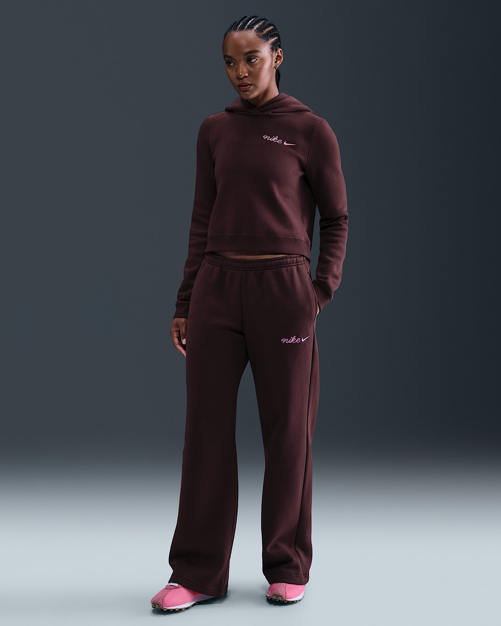 Nike Sportswear Phoenix Fleece Women's Straight-Leg Sweatpants - Burgundy Crush