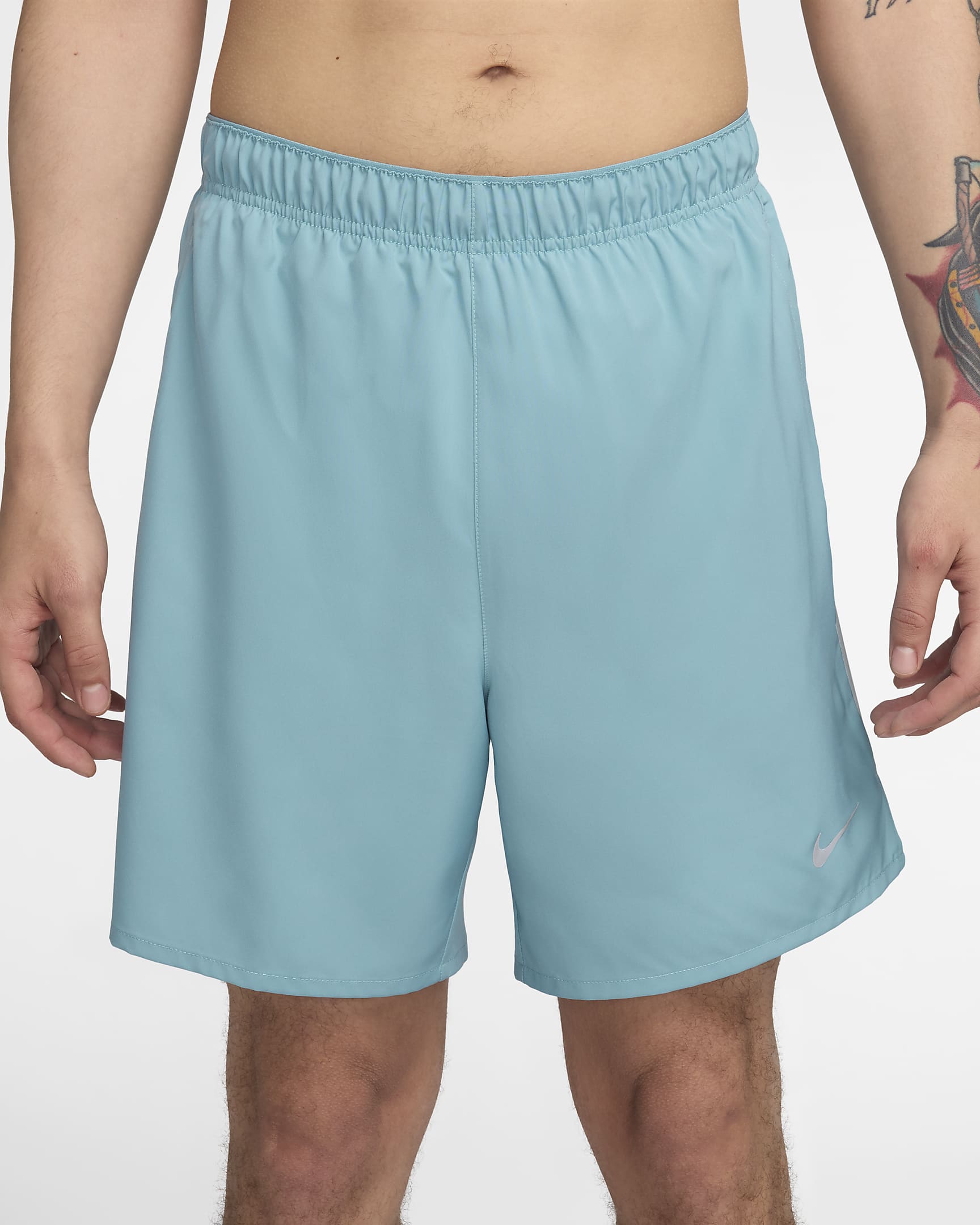 Nike Challenger Dri-FIT 2-in-1-Laufshorts für Herren (ca. 18 cm) - Denim Turquoise/Glacier Blue/Schwarz