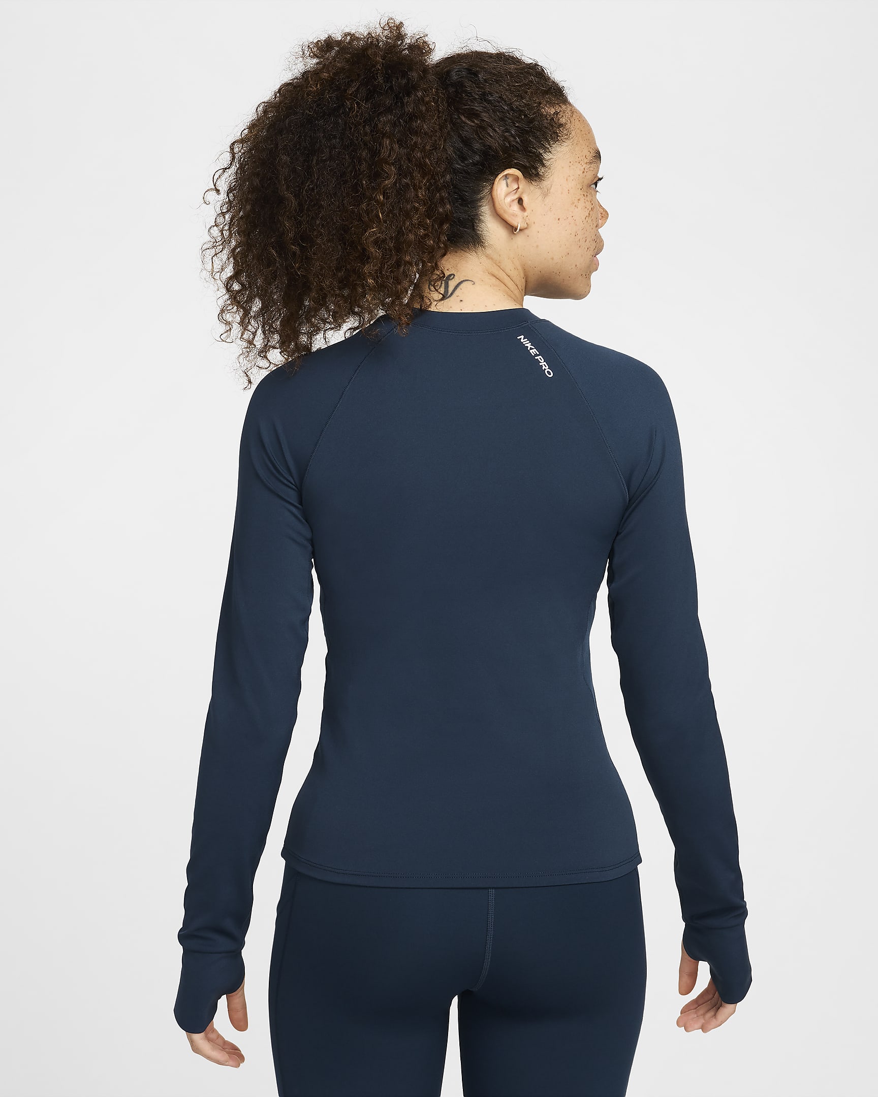 Nike Pro Women's Dri-FIT Long-Sleeve Top - Armory Navy/White