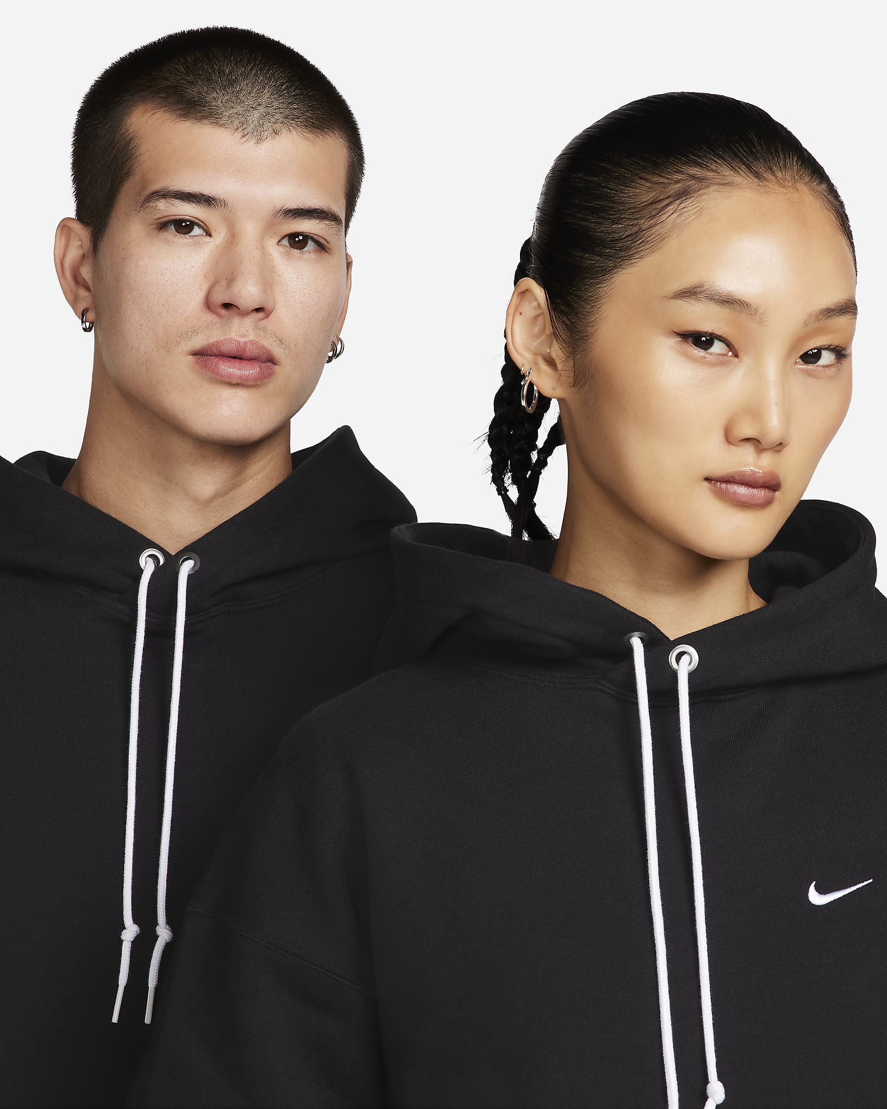 Nike Solo Swoosh Men's Fleece Pullover Hoodie - Black/White