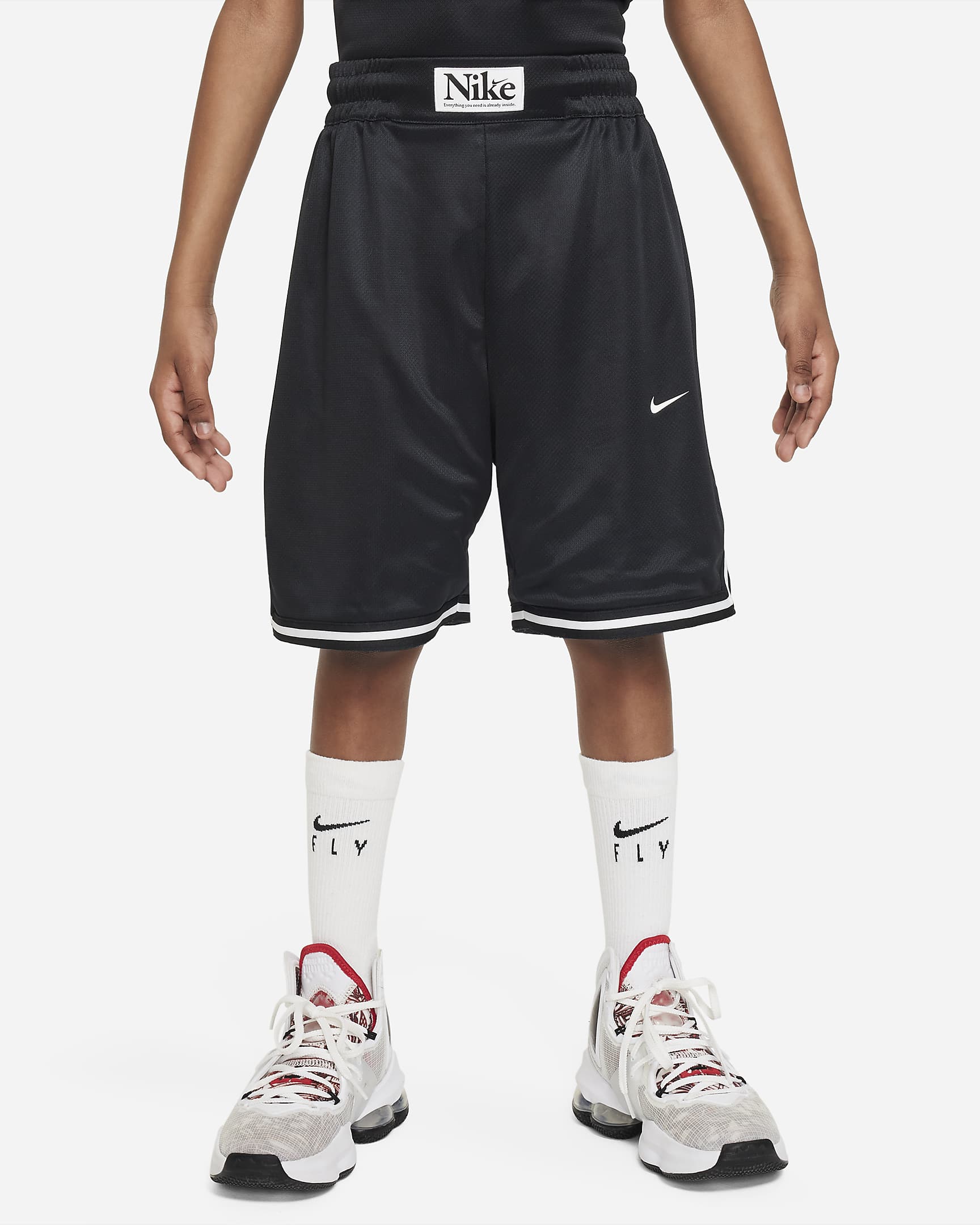 Nike DNA Culture of Basketball Big Kids' Reversible Basketball Shorts - Black/Light Smoke Grey/White