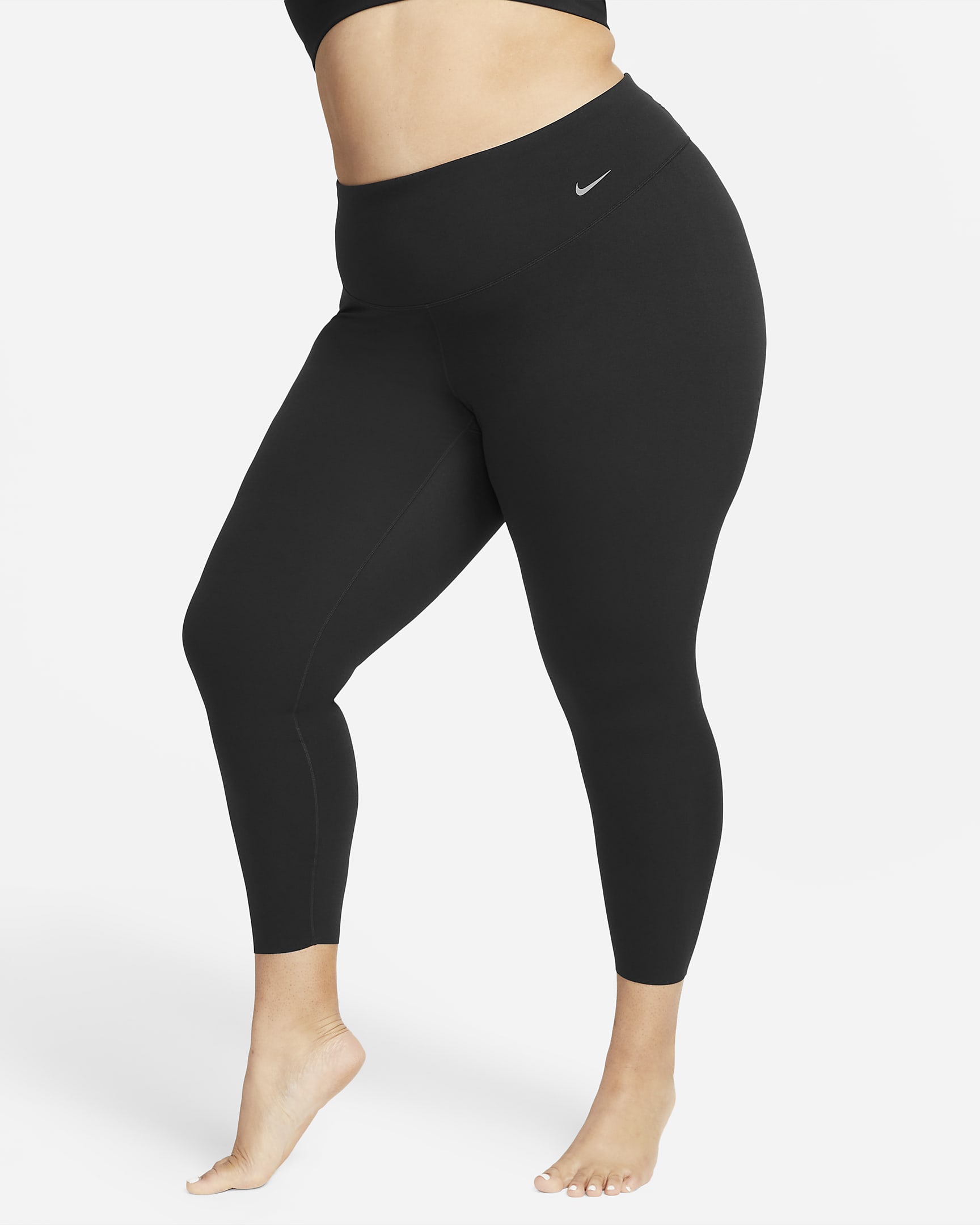 Nike Zenvy-leggings i 7/8-længde med høj talje og let støtte til kvinder (plus size) - sort/sort