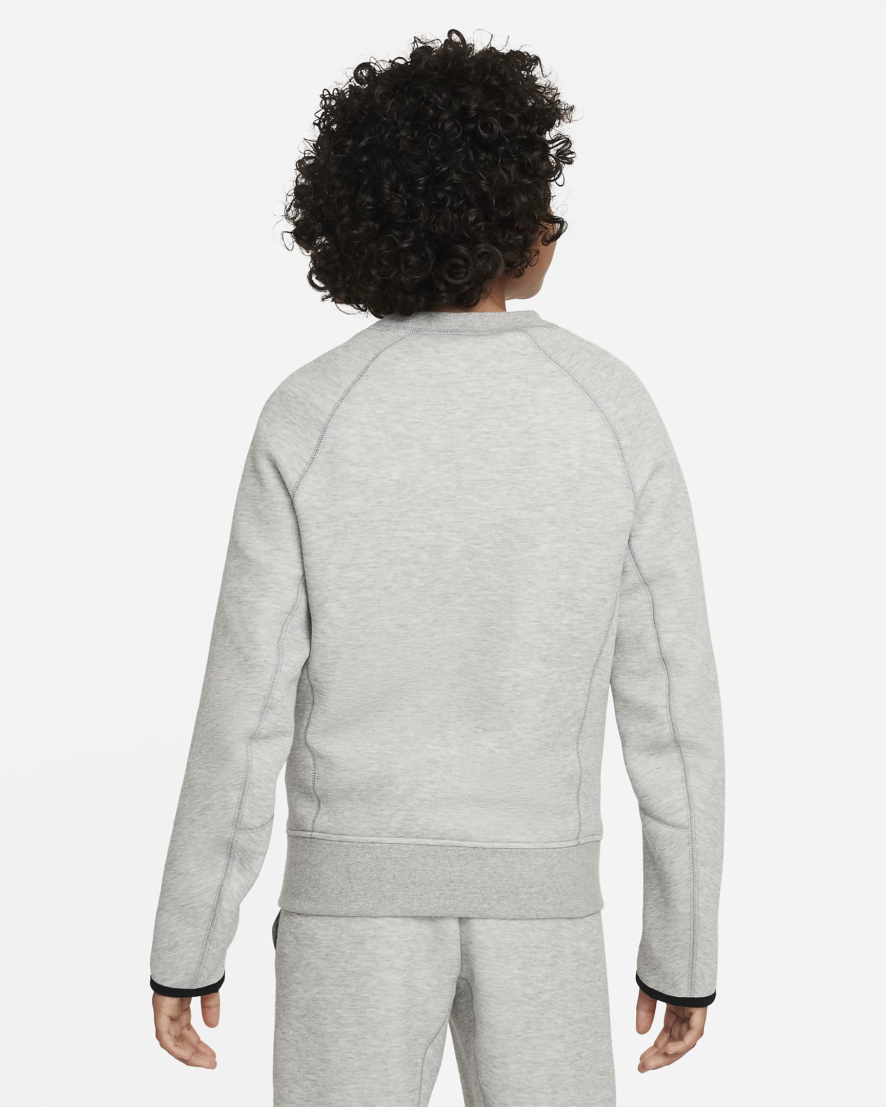 Nike Sportswear Tech Fleece Older Kids' (Boys') Sweatshirt - Dark Grey Heather/Black/Black