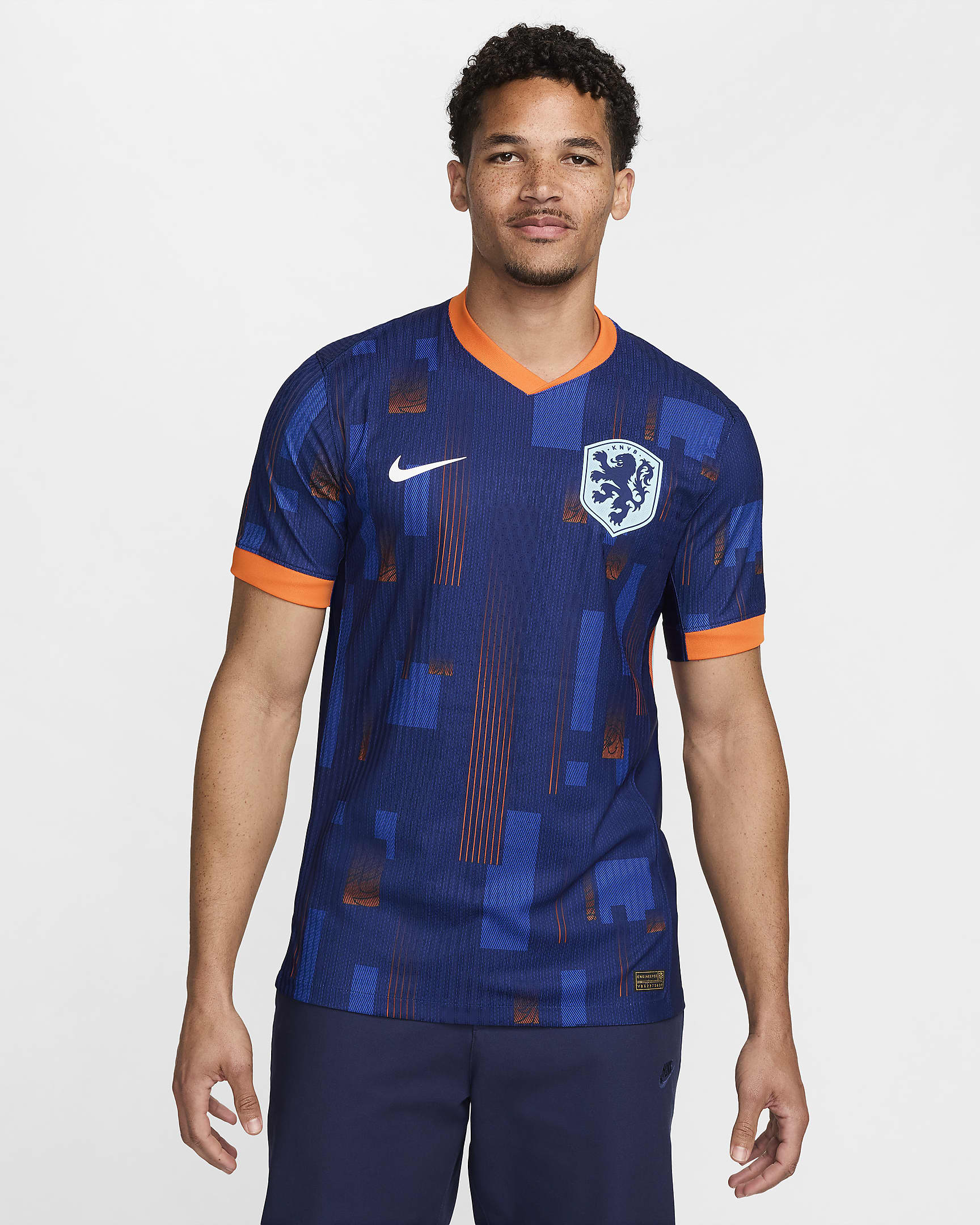 Netherlands (Men's Team) 2024/25 Match Away Men's Nike Dri-FIT ADV Football Authentic Shirt - Blue Void/Safety Orange/Copa/White