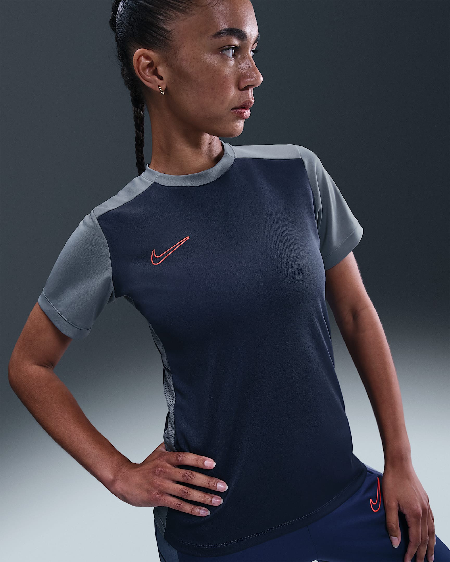 Nike Academy Women's Dri-FIT Football Top - Thunder Blue/Cool Grey/Bright Crimson