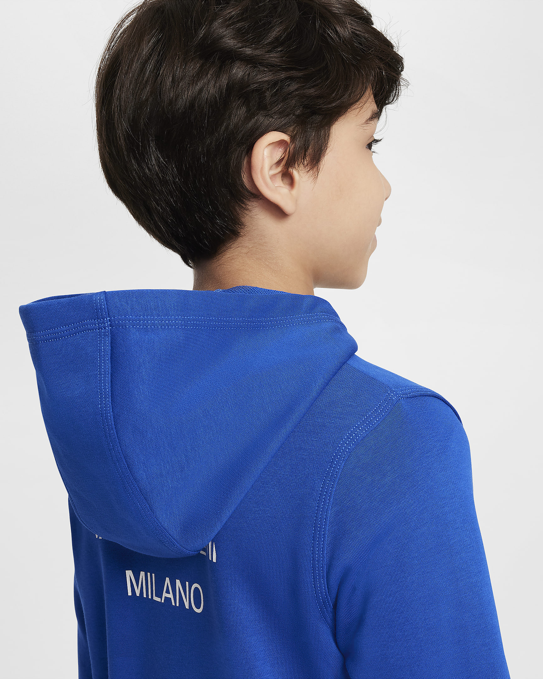 Inter Mailand Club Home Nike Fußball-Hoodie aus French Terry mit durchgehendem Reißverschluss (ältere Kinder, Jungen) - Lyon Blue/Weiß