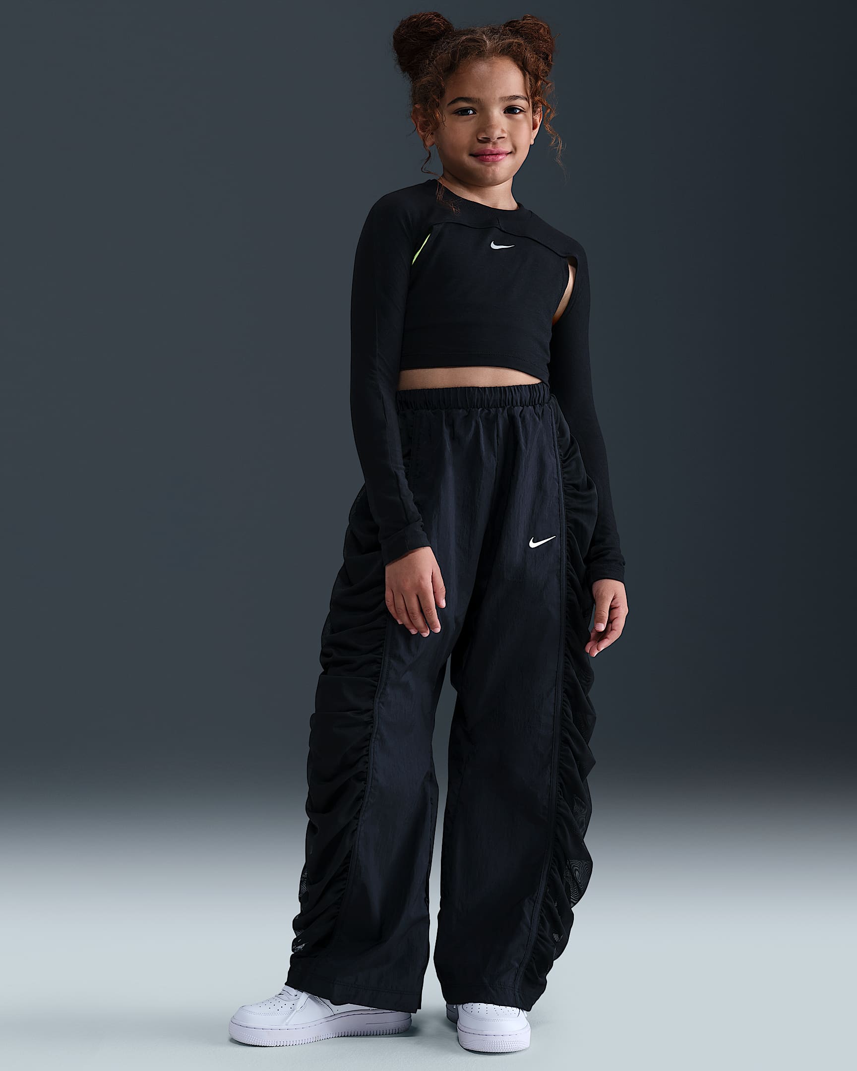 Nike Sportswear Girls' Woven Trousers - Black/White
