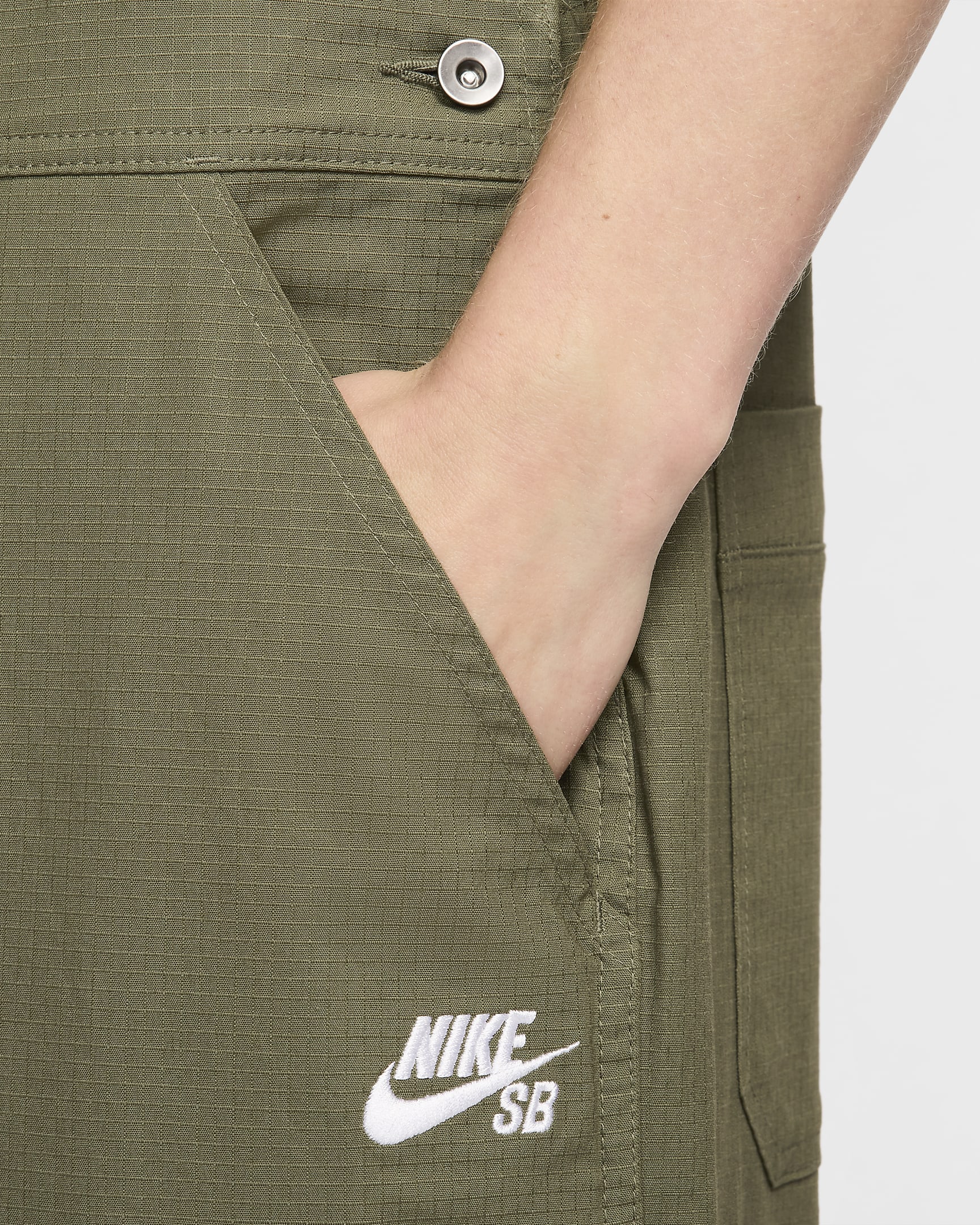 Ogrodniczki skateboardingowe Nike SB - Medium Olive/Biel