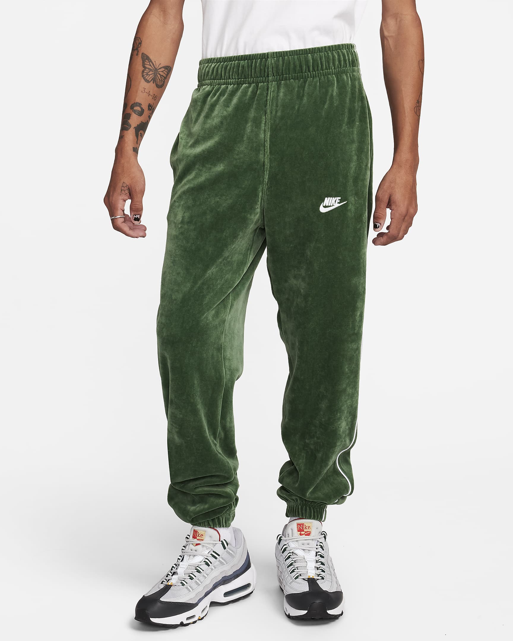 Nike Sportswear Club Men's Velour Trousers - Fir/White