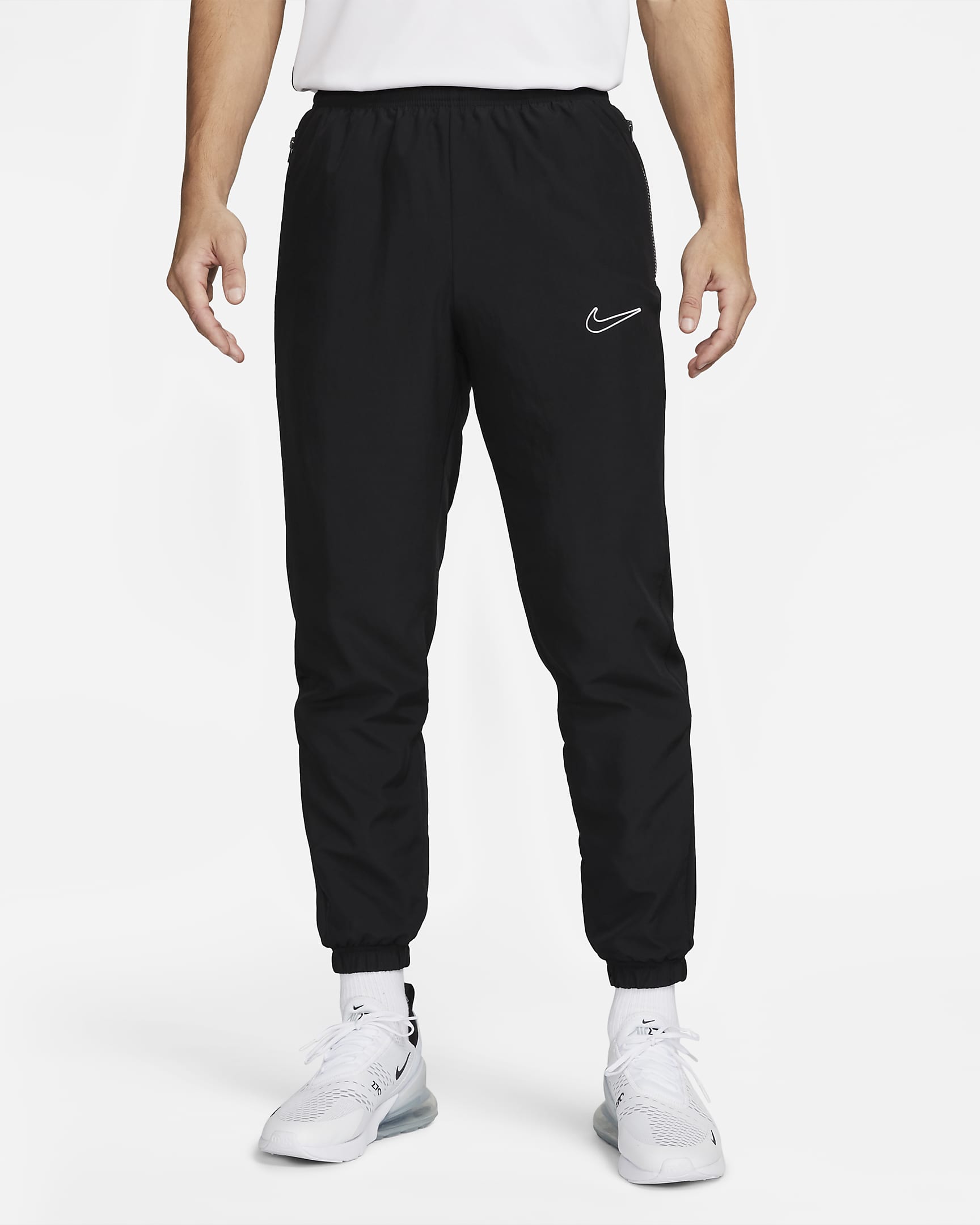 Męskie spodnie piłkarskie Dri-FIT Nike Academy - Czerń/Czerń/Biel