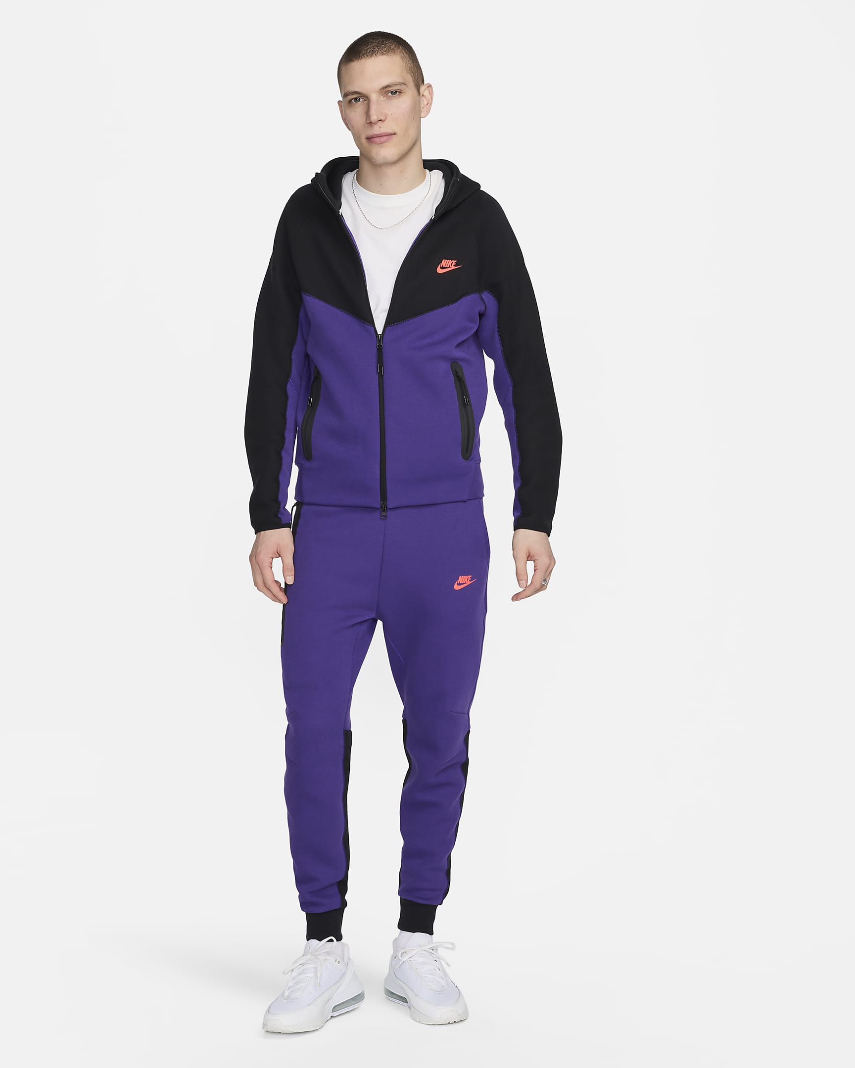 Huvtröja med hel dragkedja Nike Sportswear Tech Fleece Windrunner för män - Field Purple/Svart