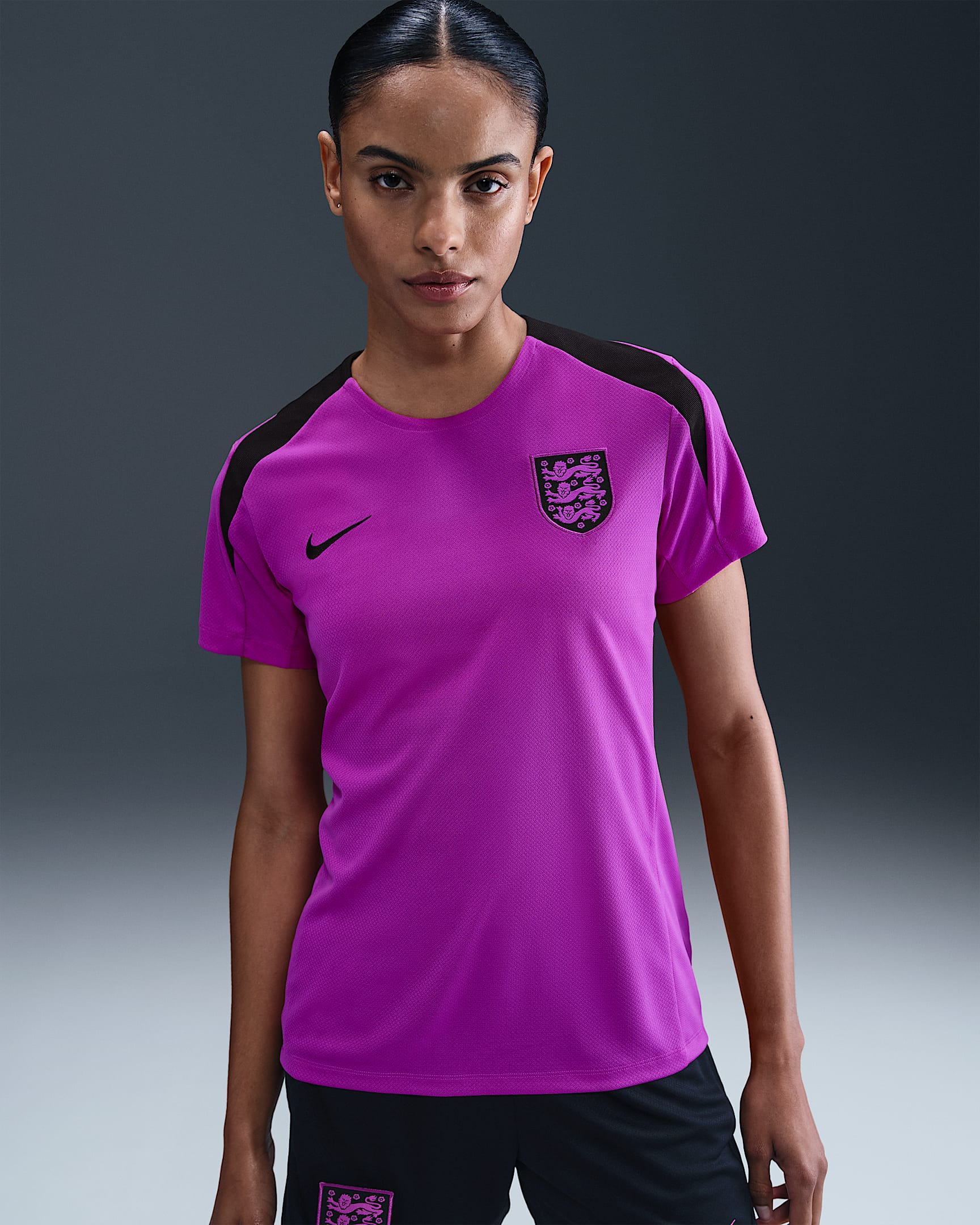England Strike Women's Nike Dri-FIT Football Short-Sleeve Top - Vivid Purple/Black/Black