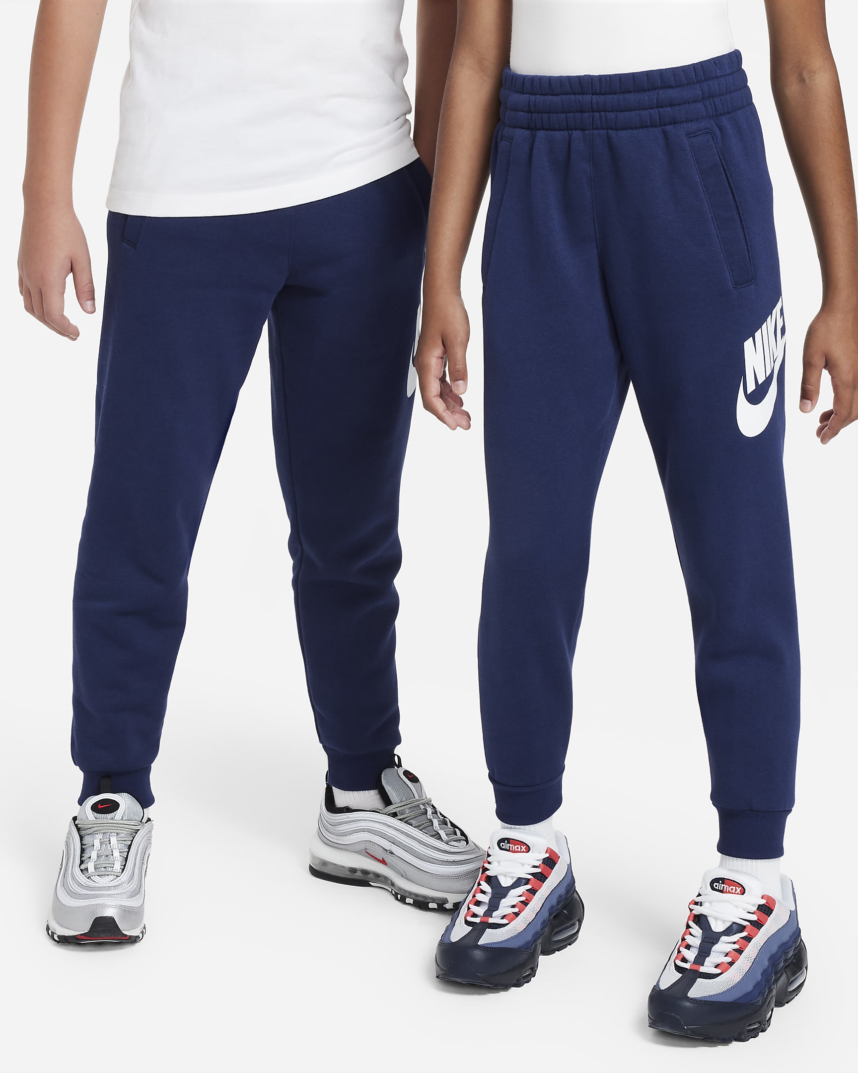 Joggers para niños talla grande Nike Club Fleece - Azul marino medianoche/Blanco