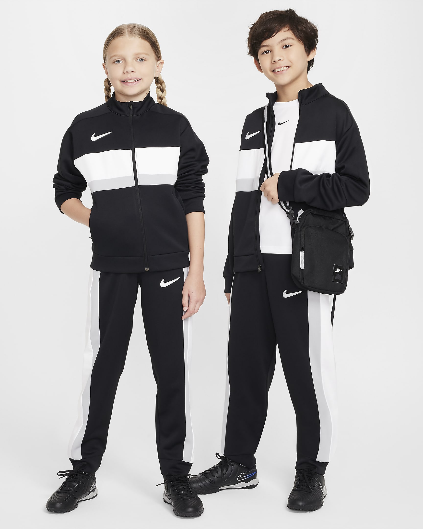 Nike Academy Older Kids' Dri-FIT Football Tracksuit Jacket - Black/White/Light Smoke Grey/White