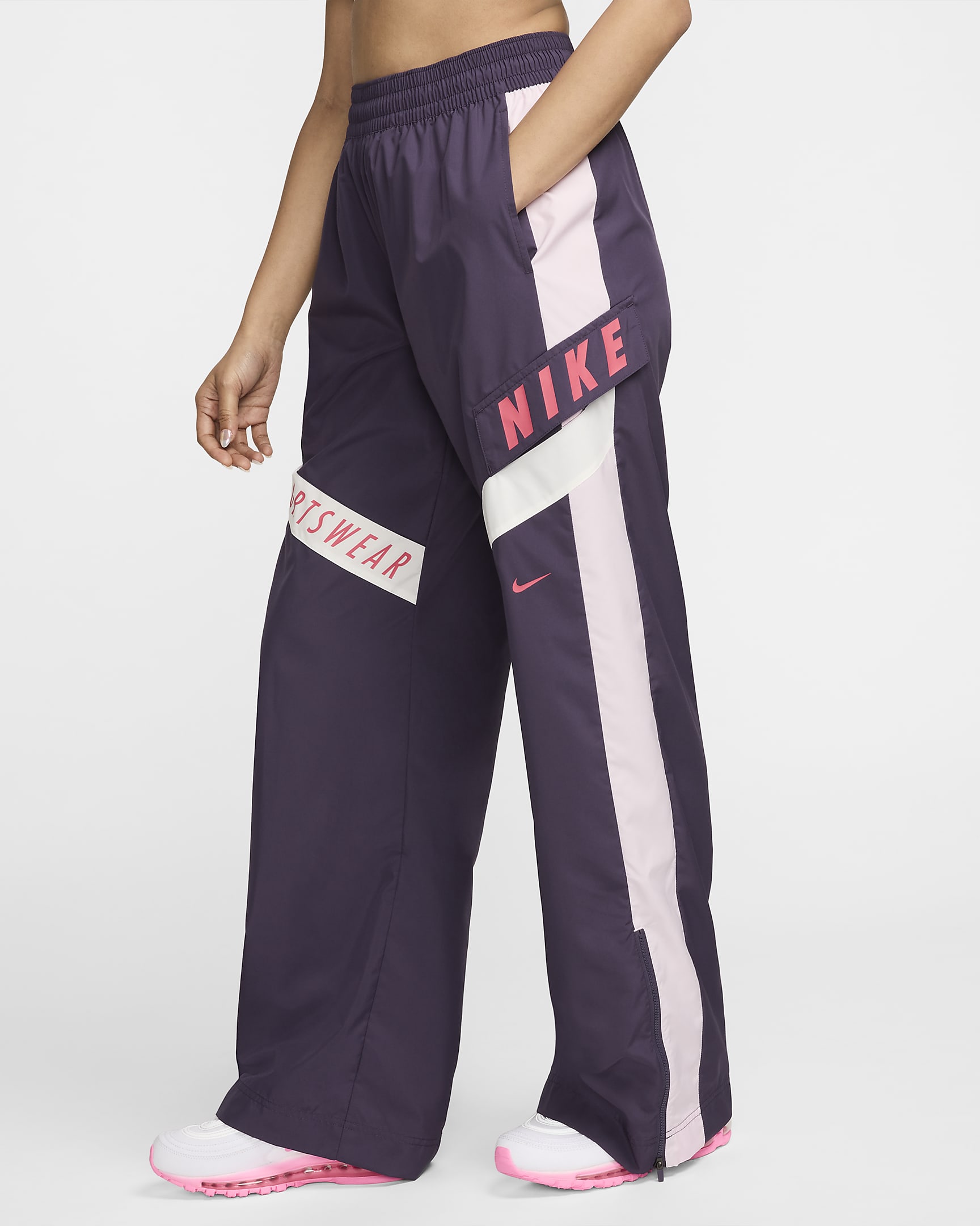 Nike Sportswear Women's High-Waisted Trousers - Dark Raisin/Pink Foam/Sail