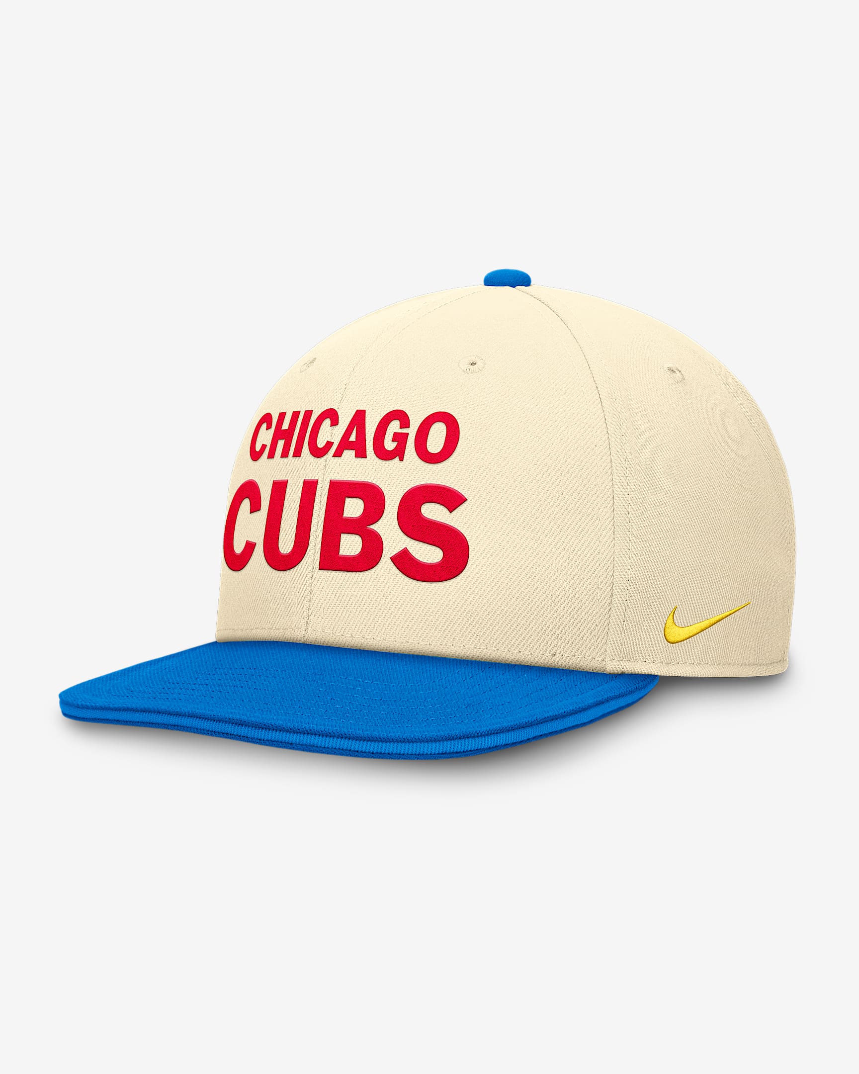 Chicago Cubs Photo Pro Men's Nike Dri-FIT MLB Adjustable Hat - Coconut Milk/Photo Blue