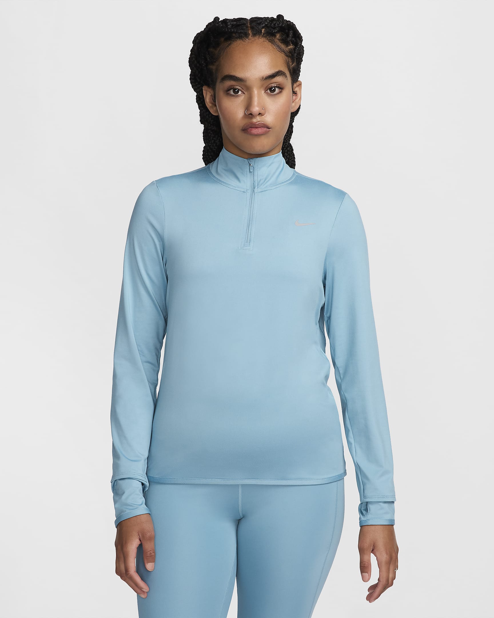 Haut de running à 1/4 de zip avec protection UV Nike Swift pour femme - Denim Turquoise