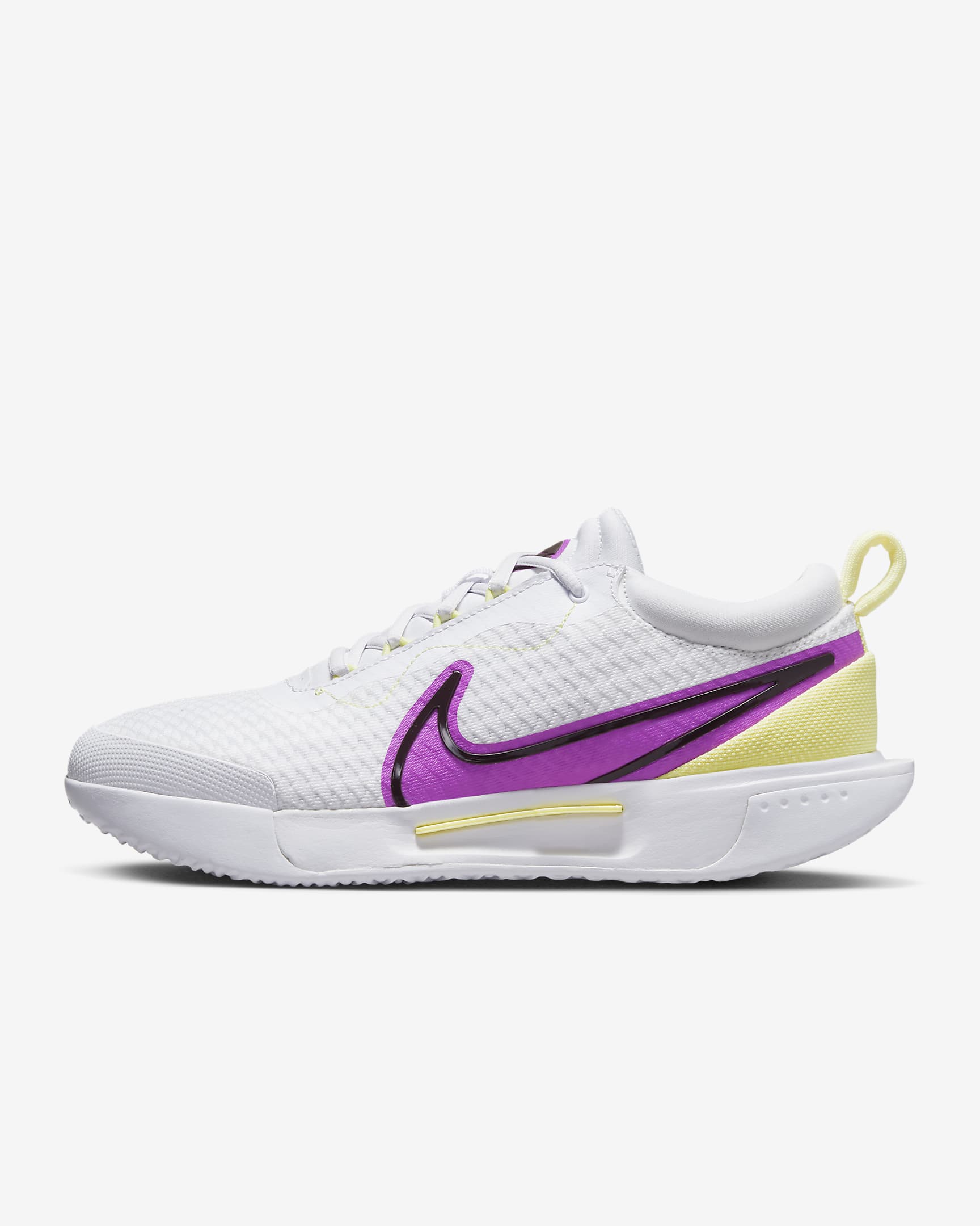 NikeCourt Air Zoom Pro Women's Hard Court Tennis Shoes - White/Citron Tint/Earth/Fuchsia Dream