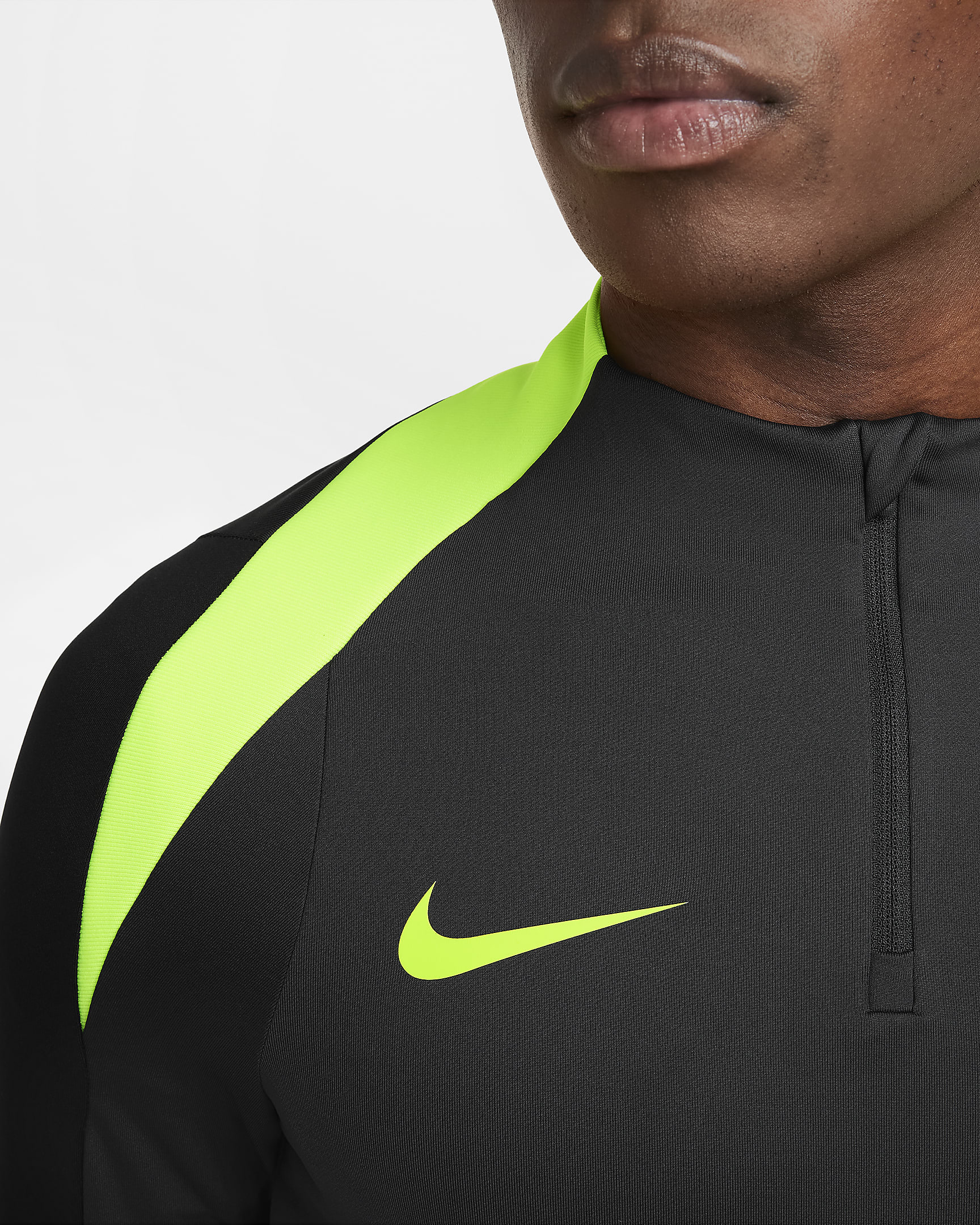 Nike Strike Dri-FIT voetbaltrainingstop met halflange rits voor heren - Anthracite/Zwart/Volt/Volt