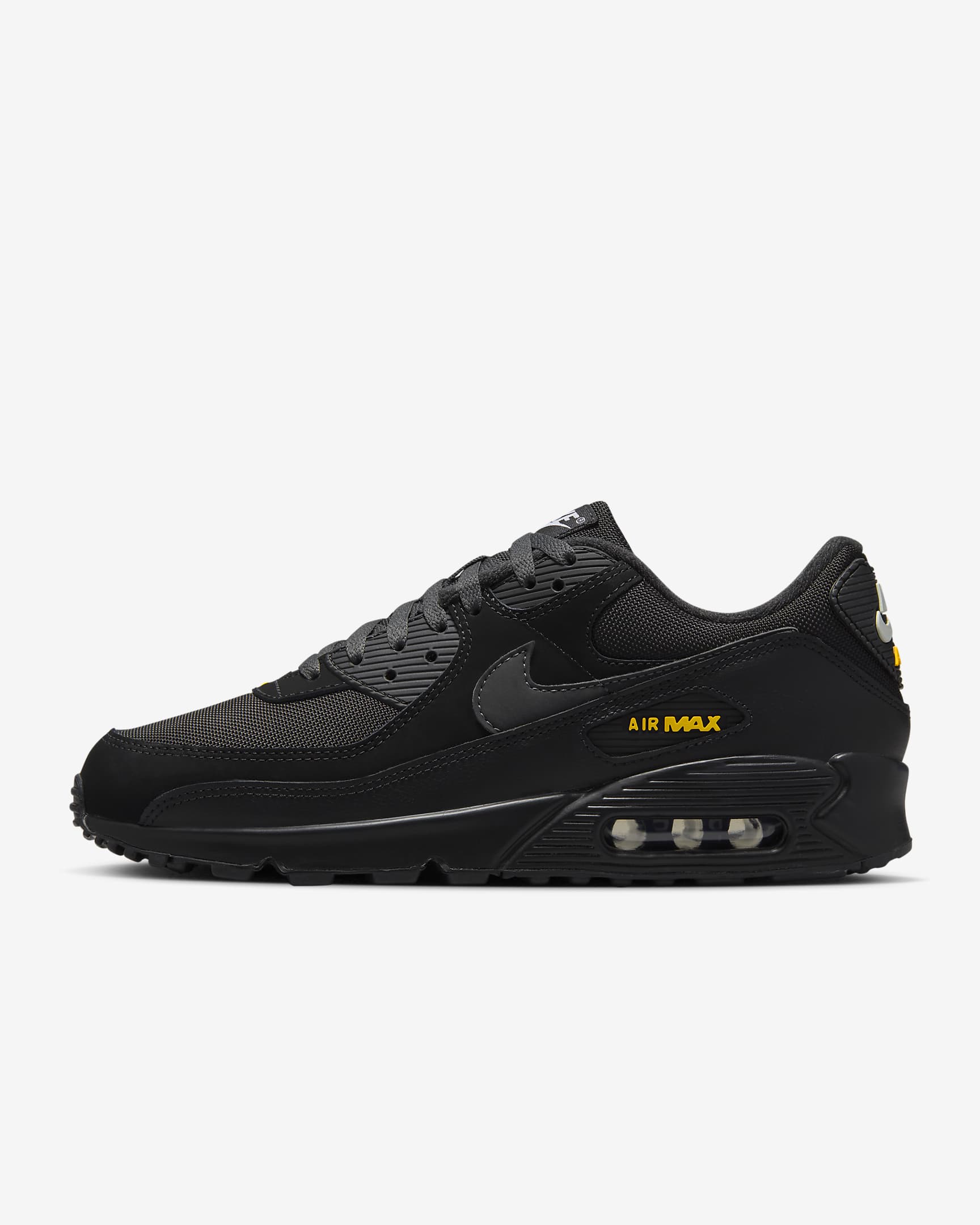 รองเท้าผู้ชาย Nike Air Max 90 - ดำ/University Gold/ขาว/Anthracite