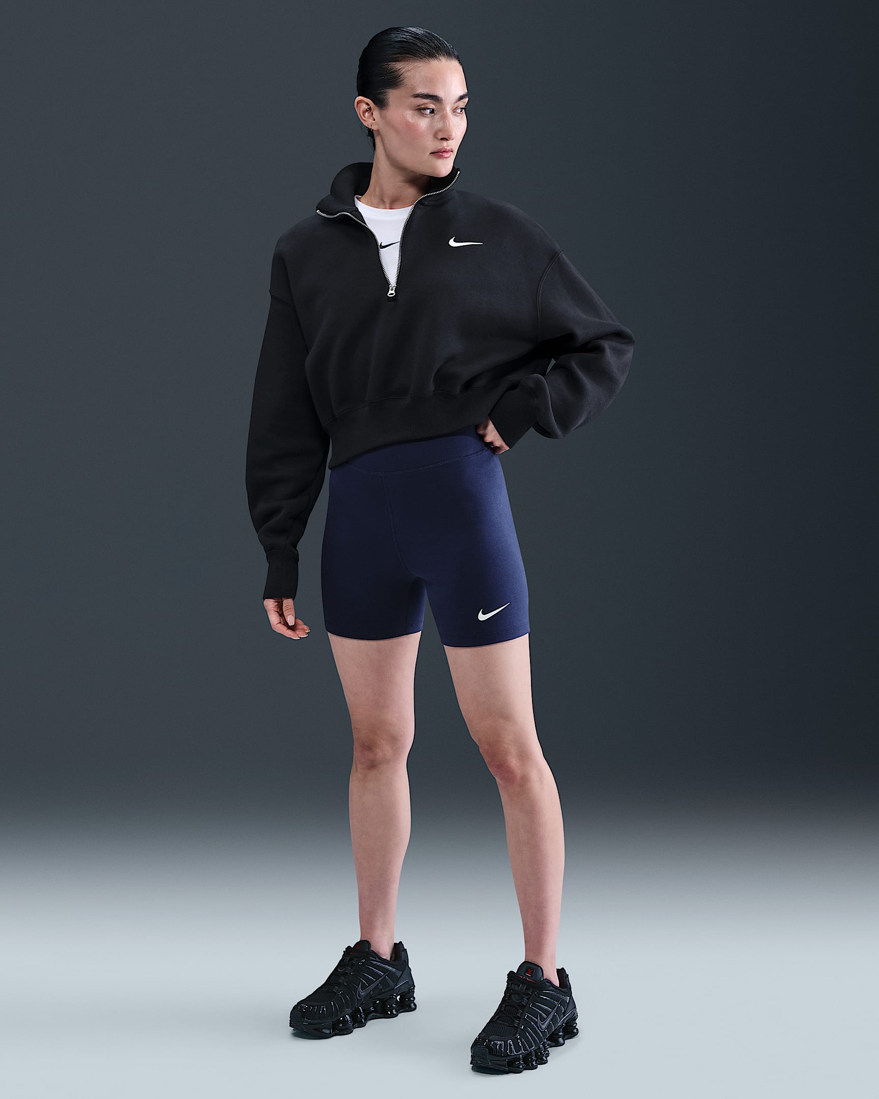 Nike Sportswear Classic Bike-Shorts mit hohem Bund (ca. 12,5 cm) (Damen) - Midnight Navy/Midnight Navy/Sail