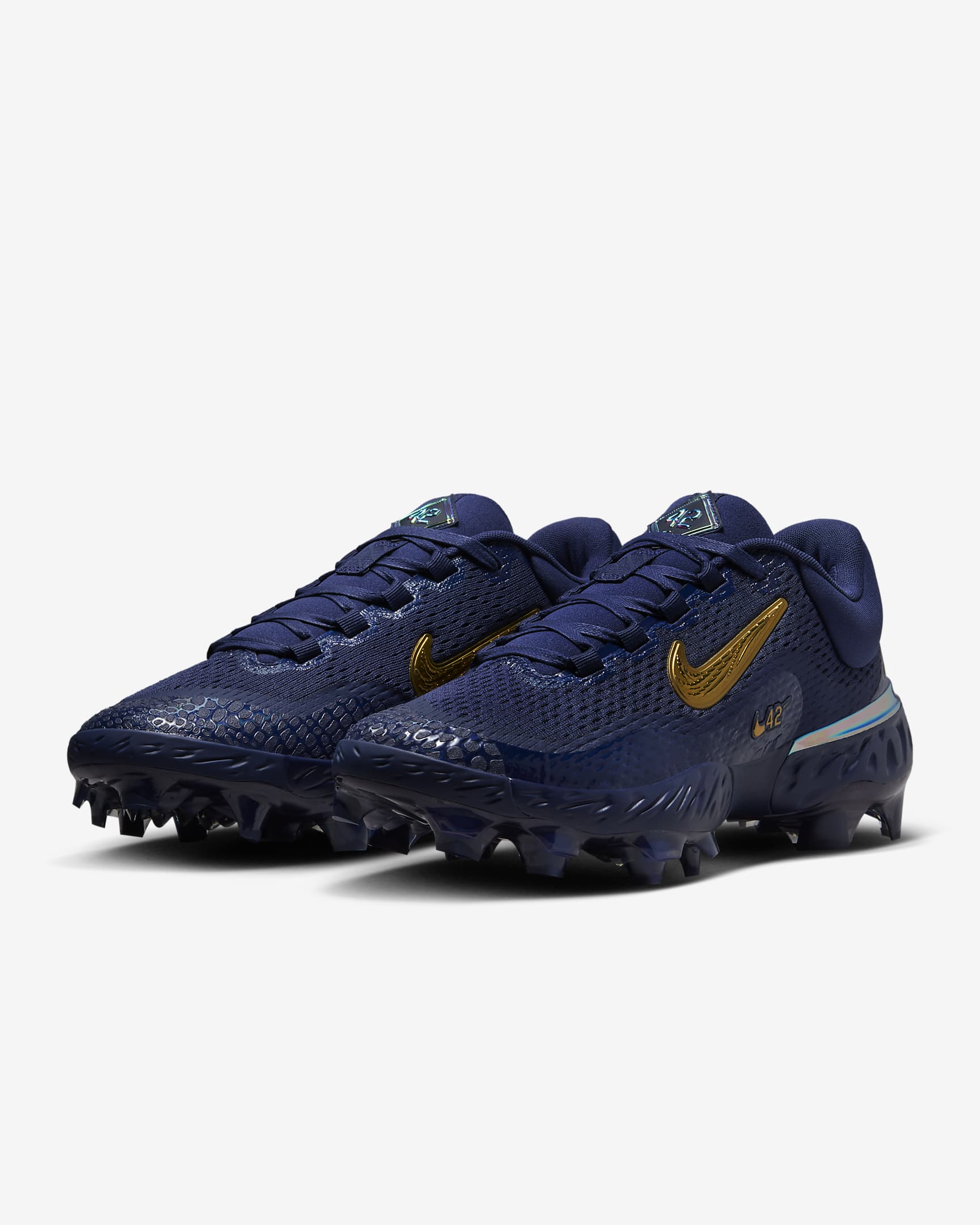 Nike Alpha Huarache Elite 4 Low MCS JRD Baseball Cleats - Midnight Navy/Midnight Navy/Metallic Gold