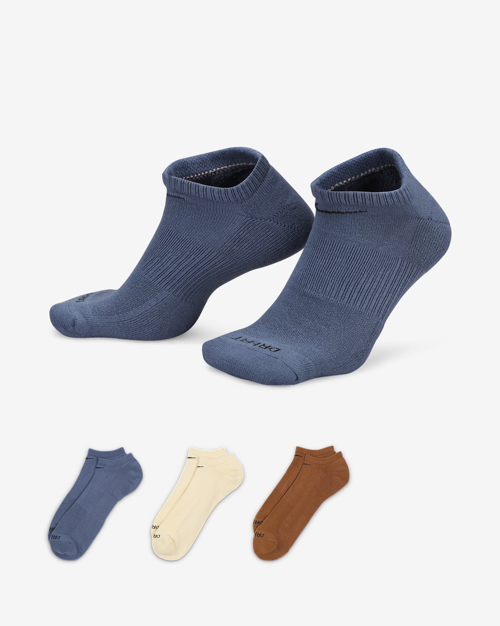 Nike Everyday Plus Cushion Training No-Show Socks (3 Pairs) - Multi-Color