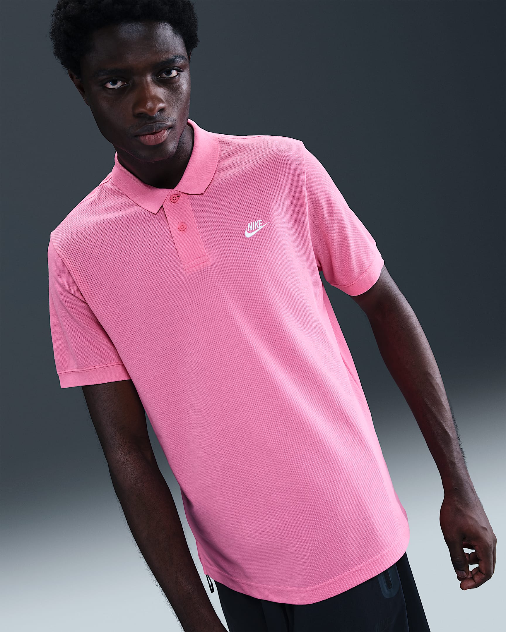 Męska koszulka polo z krótkim rękawem Nike Club - Pinksicle/Biel