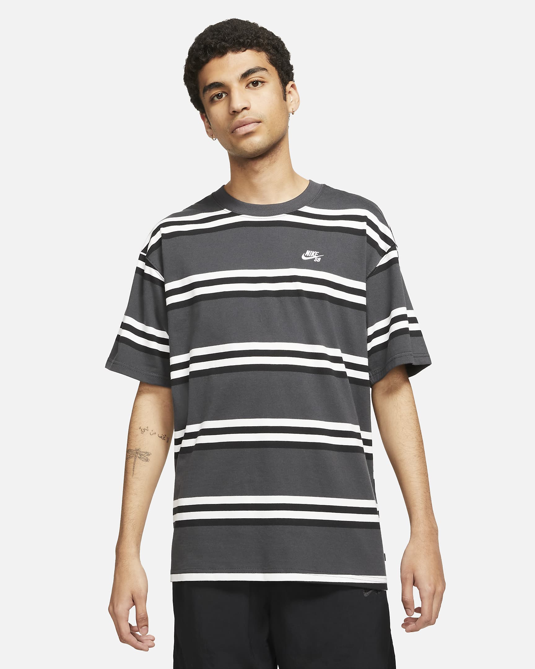 Nike SB Men's Striped Skate T-Shirt - Dark Smoke Grey