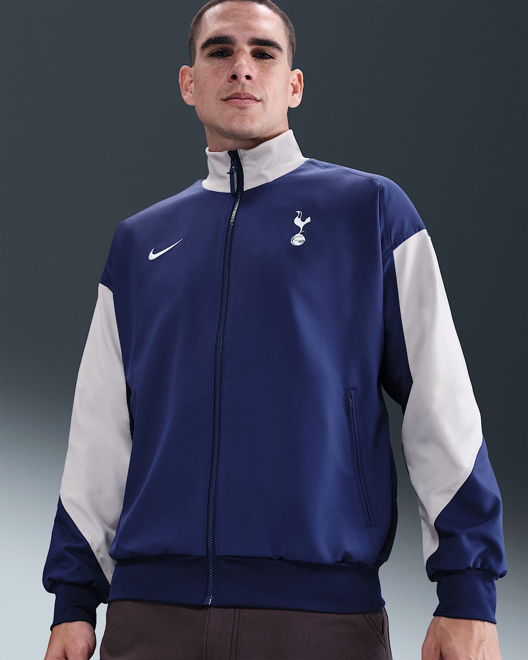 Tottenham Hotspur Strike Home Men's Nike Dri-FIT Football Anthem Jacket - Binary Blue/Light Iron Ore/White