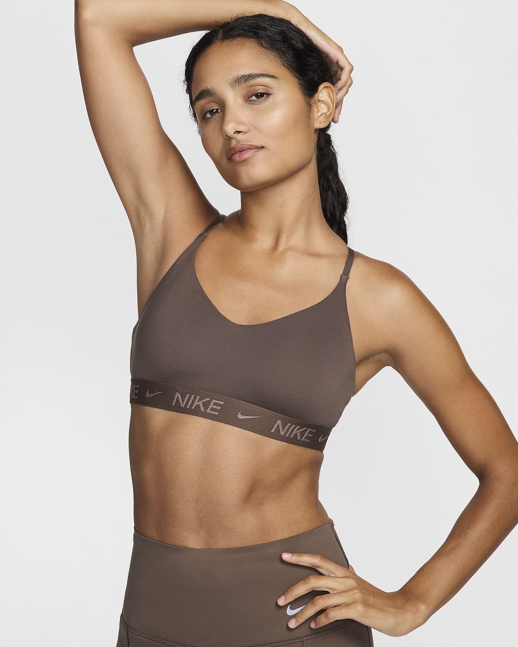 Bra deportivo ajustable acolchado para mujer Nike Indy Light Support - Mineral de hierro