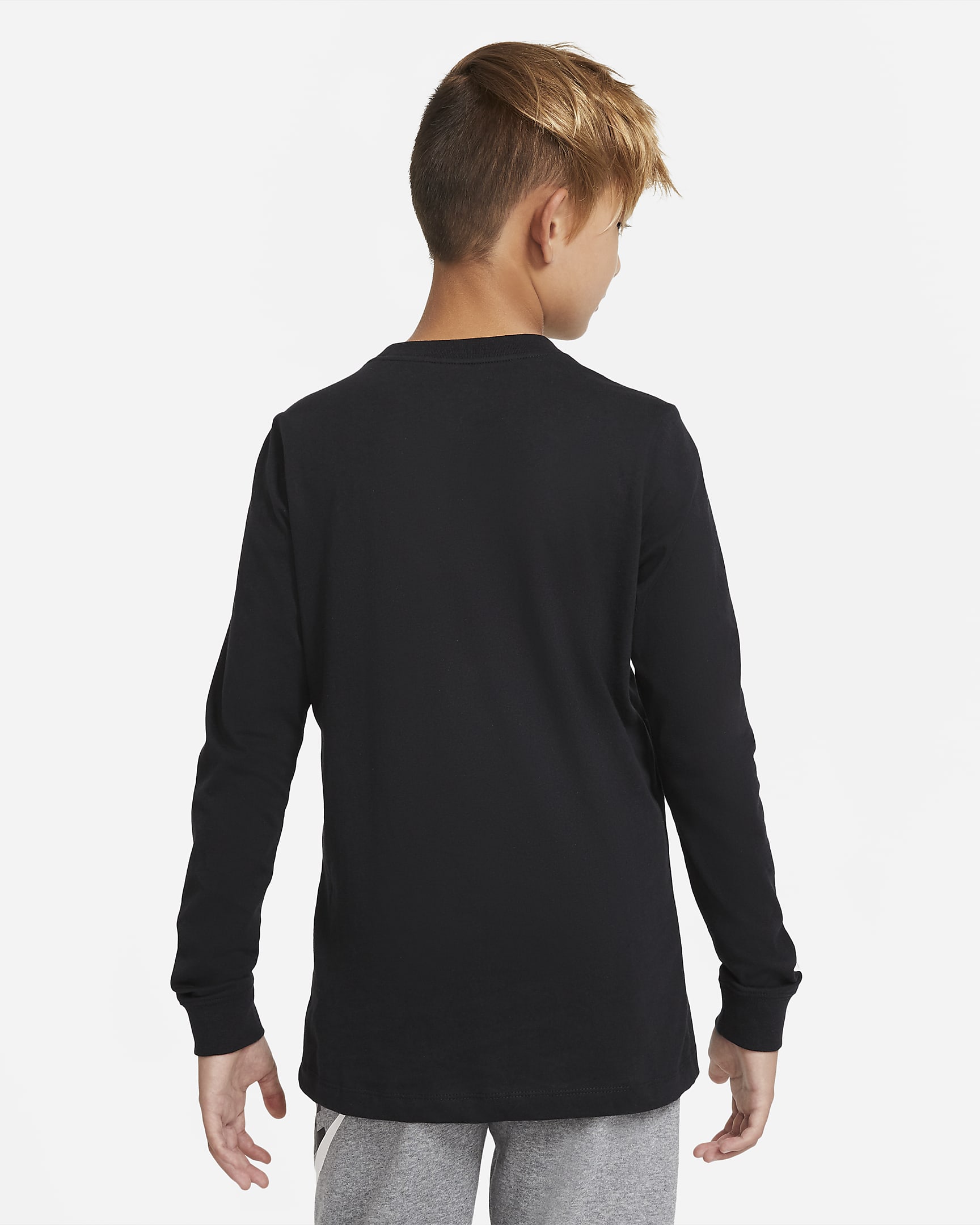 Nike Sportswear Older Kids' (Boys') Long-Sleeve T-Shirt - Black/White